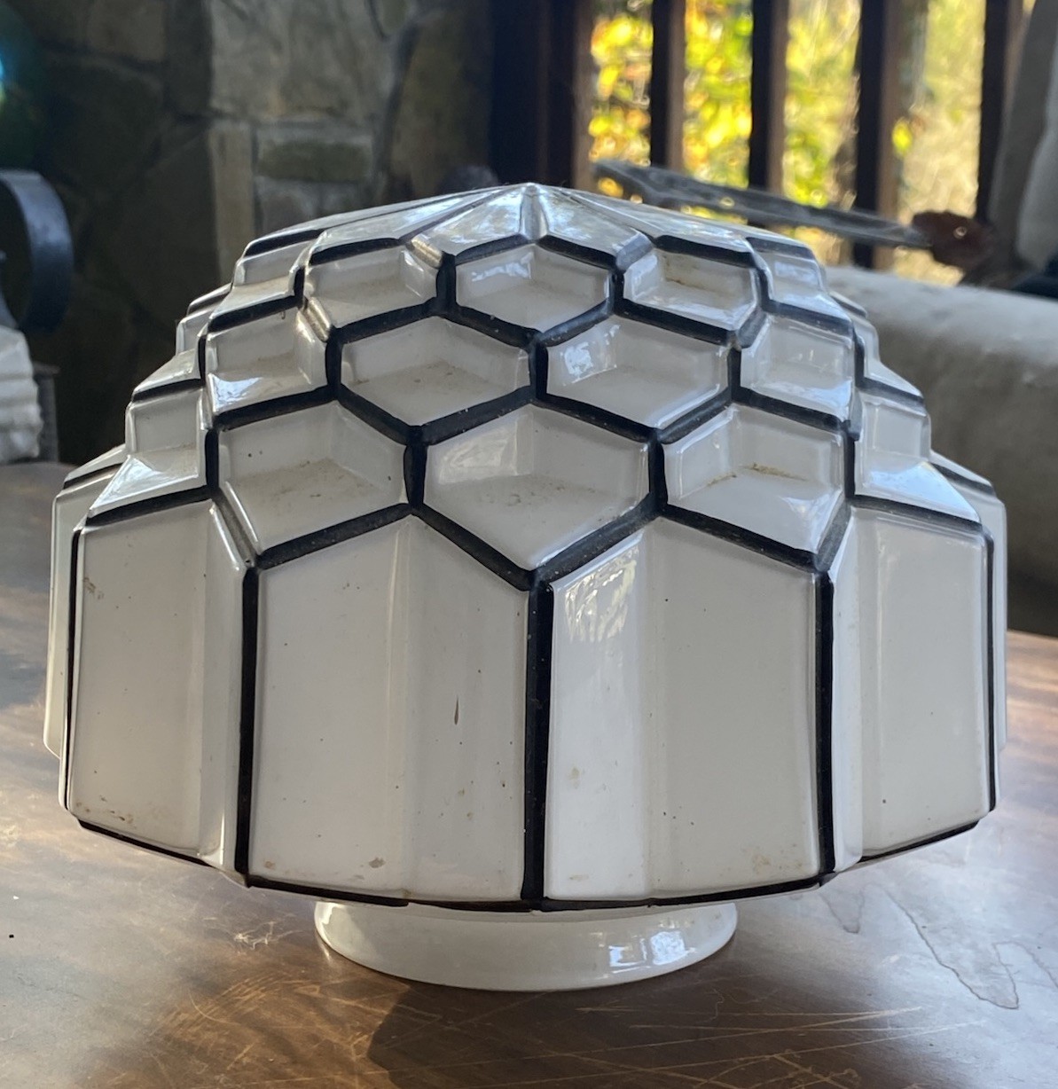 Art Deco Skyscraper White Glass Lamp Shade Antique Vintage Globe St