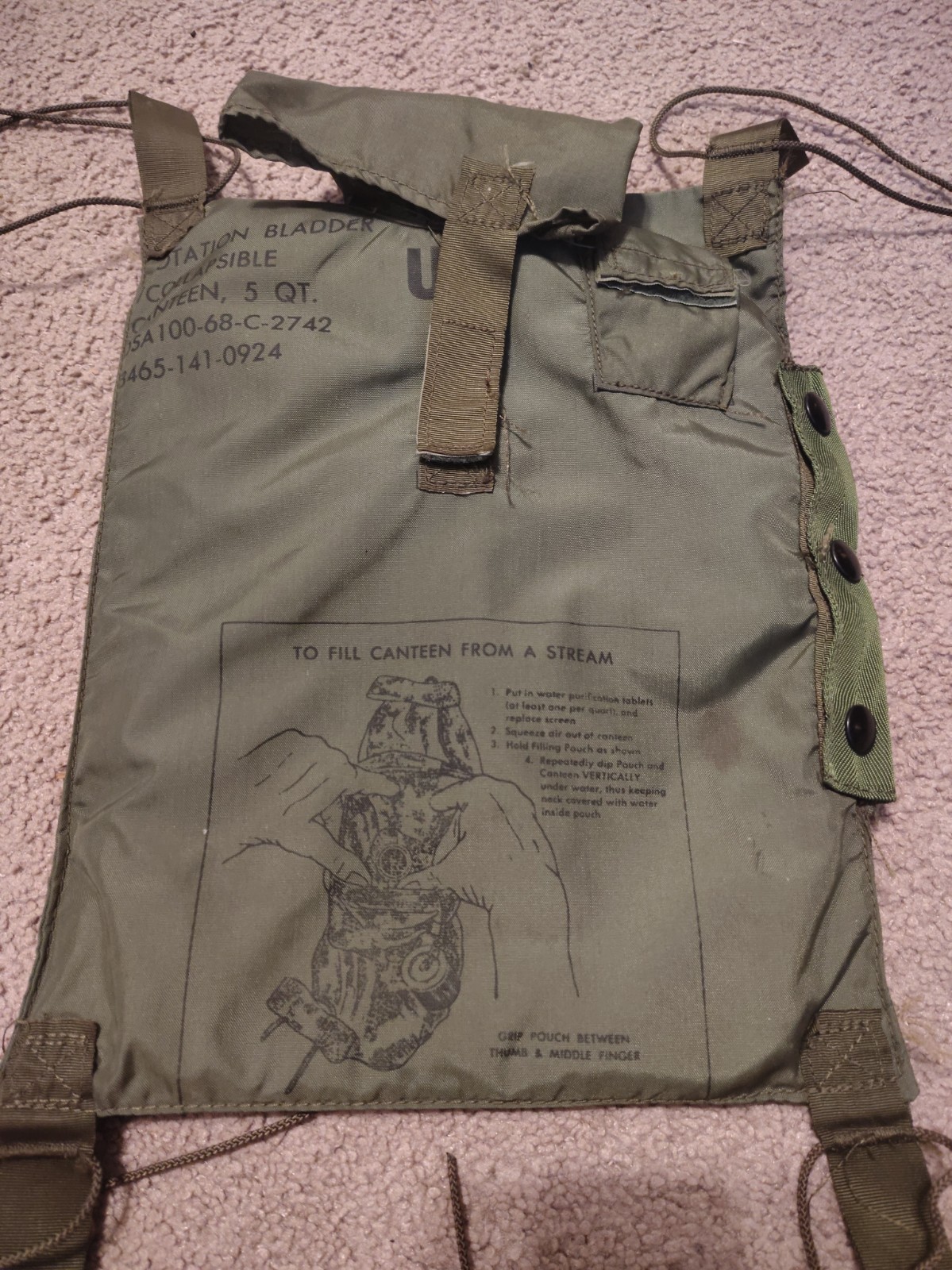 Vietnam War 5 Qt. Collapsible Canteen Flotation Bladder 