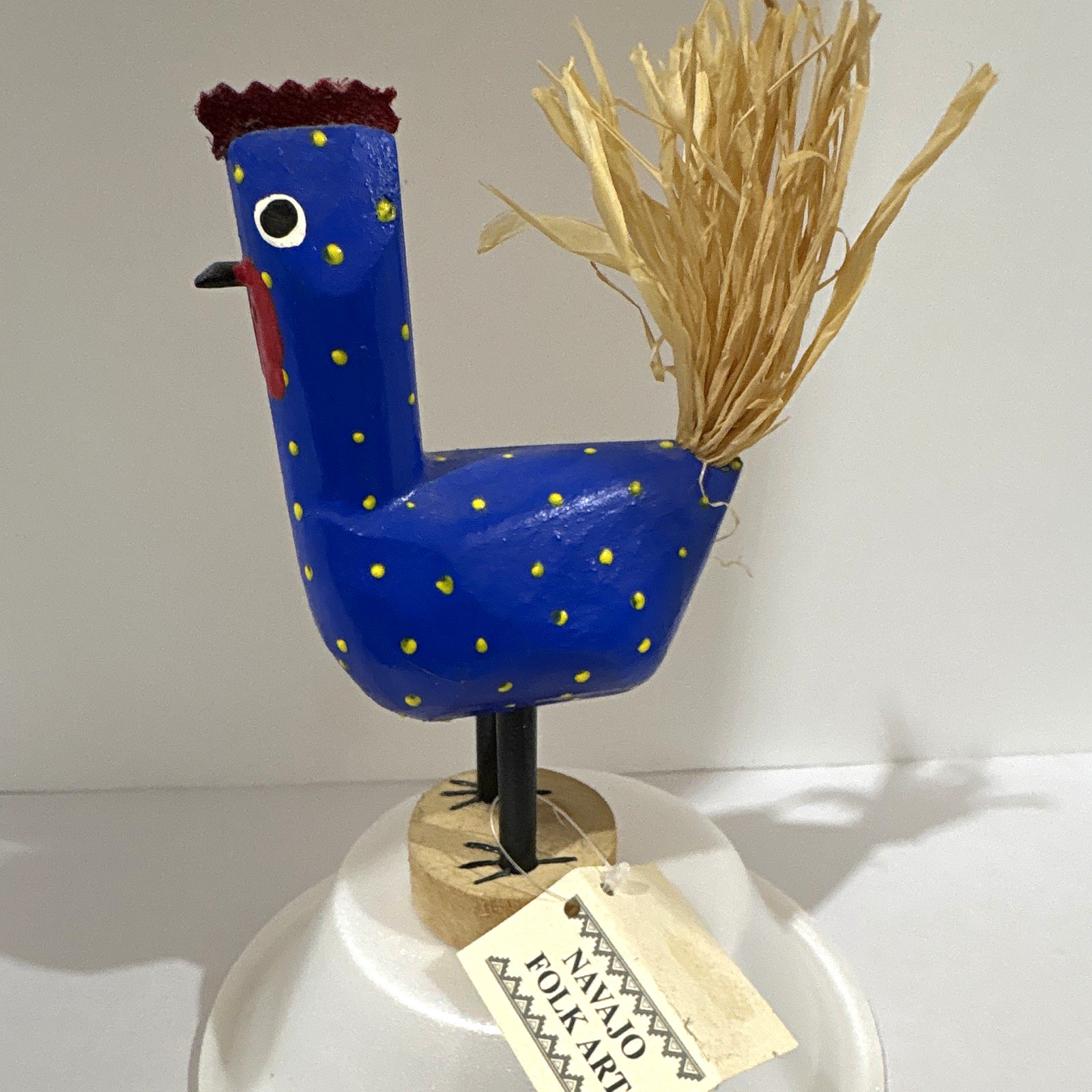 Les Herbert Navajo Folk Art Handcarved Painted Wood Bird chicken Figurine w/ COA