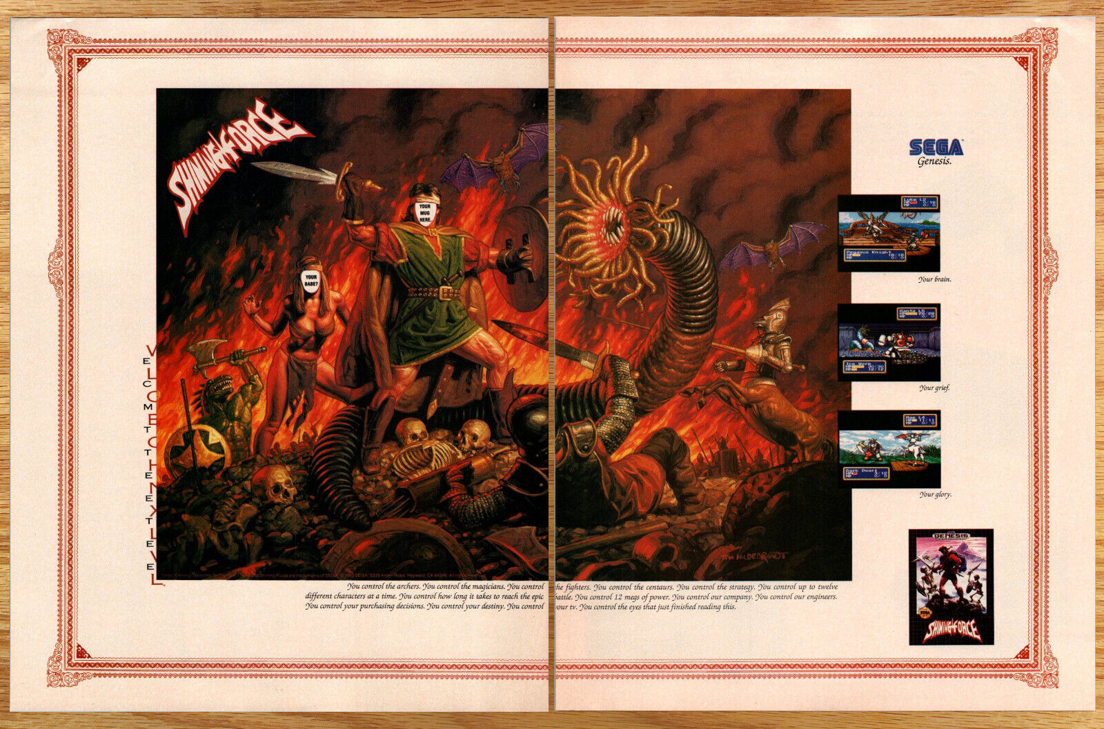 Sega Shining Force Tactical Strategy RPG -2 Page Game Print Ad Poster Promo 1993
