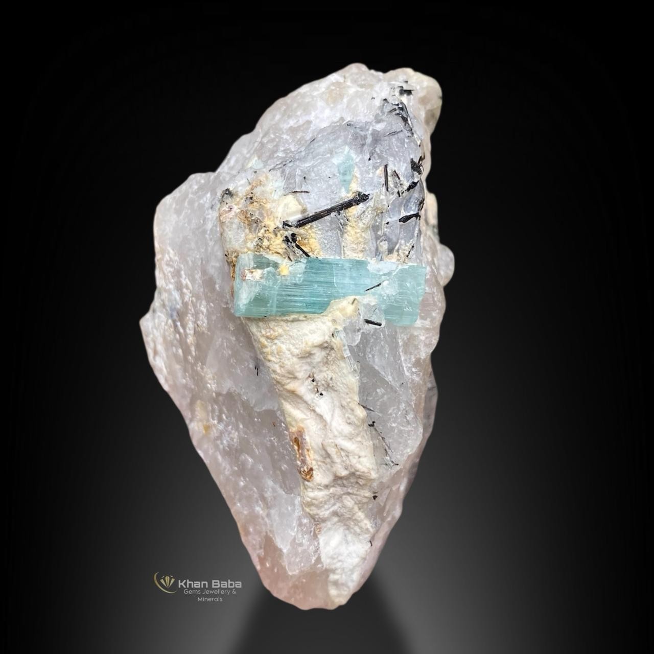 143GM | Amazing Blue Tourmaline Crystal Rutile & Quartz Specimen | Afghanistan.