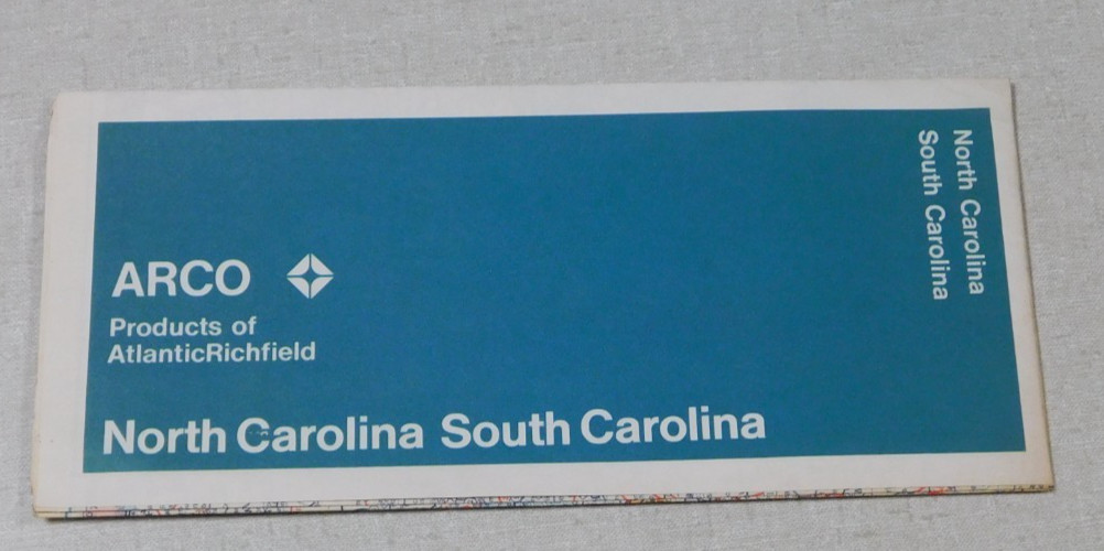 1971 Atlantic Richfield oil company gas station map North and South Carolina