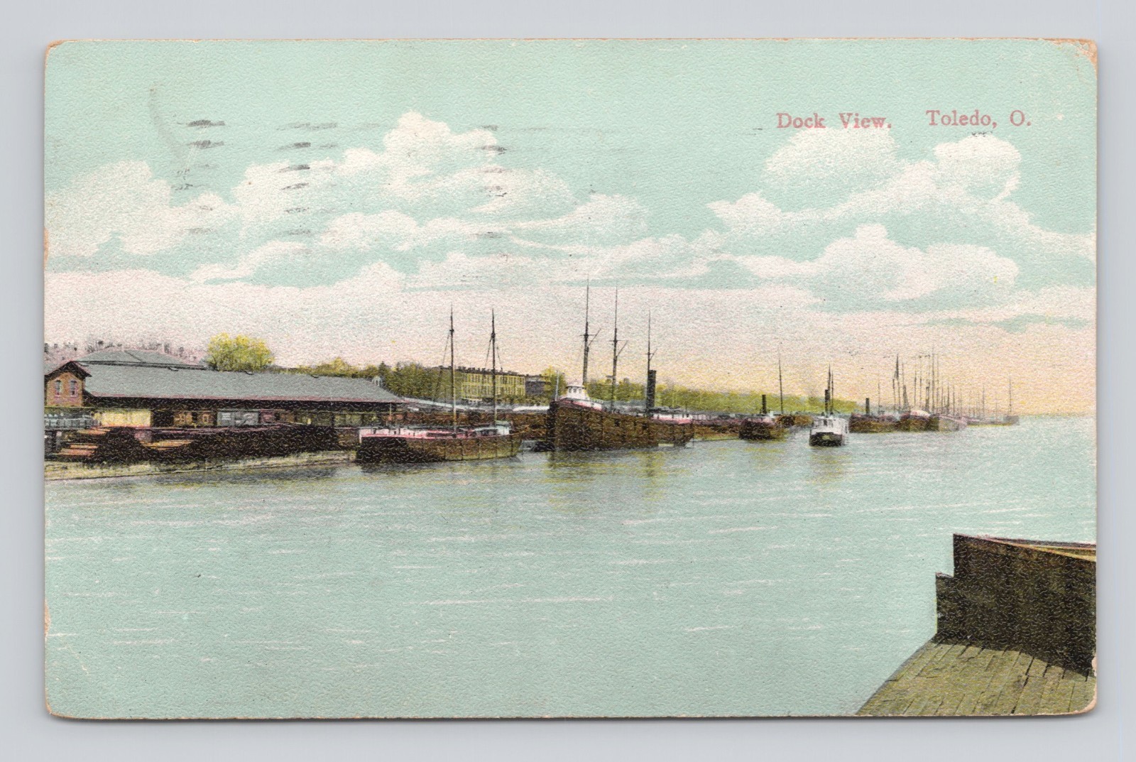 Postcard Dock View Toledo Ohio ~ 1908