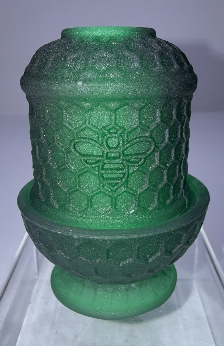Beehive Glass Honeycomb Fairy Lamp Emerald Mist NEW Release 3.25x2.5”