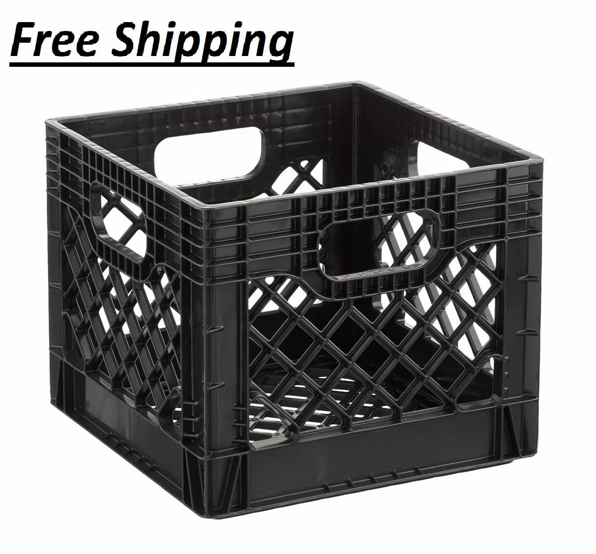 Juggernaut Storage 16QT Heavy-Duty Plastic Square Milk Crate Black