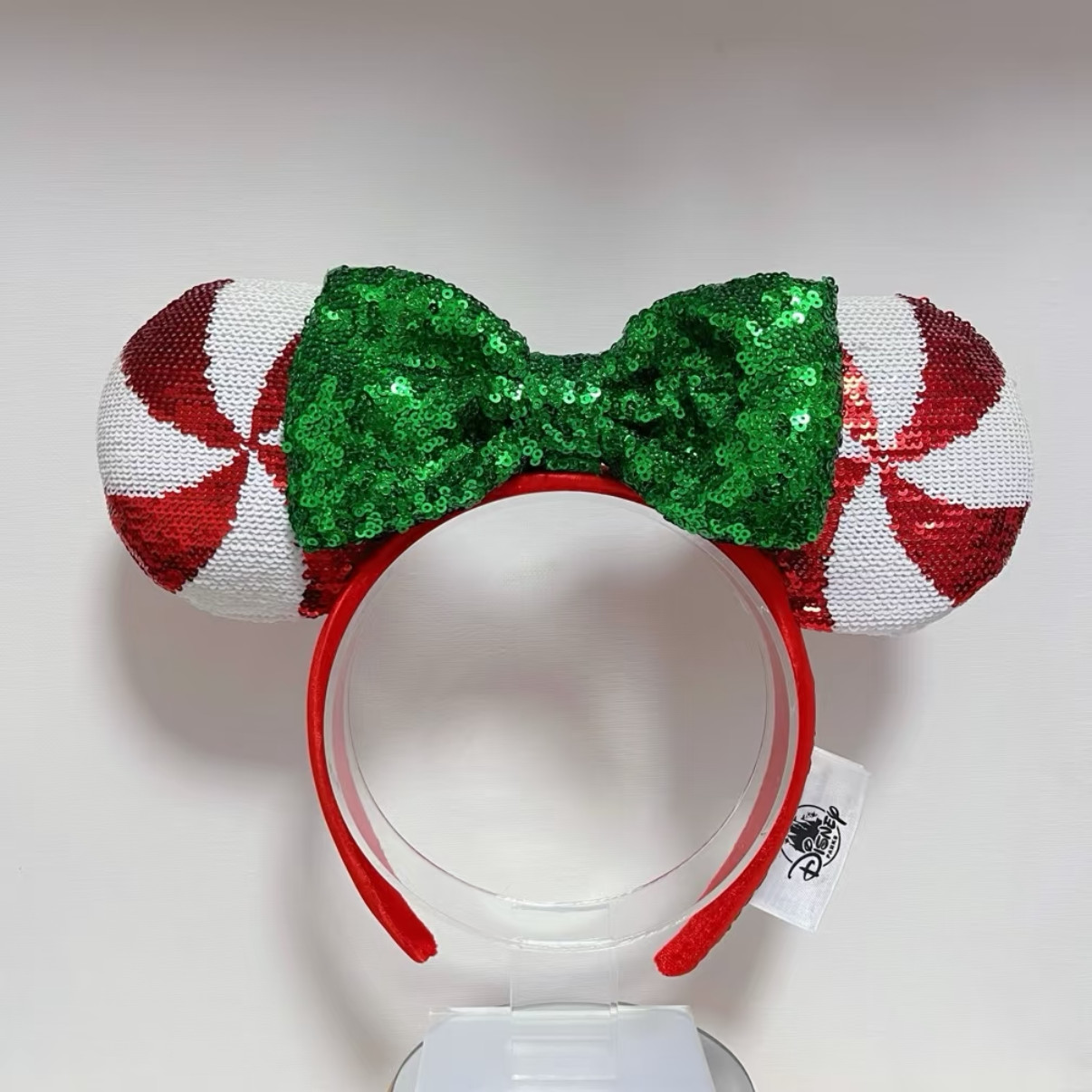 Disney Parks Candy Cane Sequin Minnie Mickey Ears Christmas Headband US POST