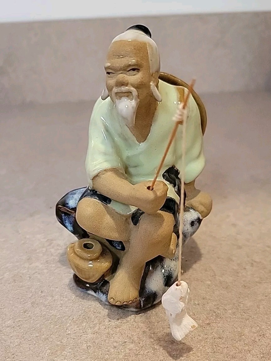 CHINESE MUD MEN MUD MAN ASIAN FISHERMAN FIGURINE CHINA 5\