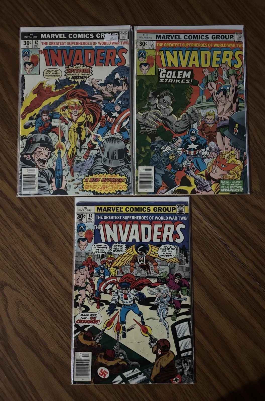 The Invaders 12, 13, 14 Comics