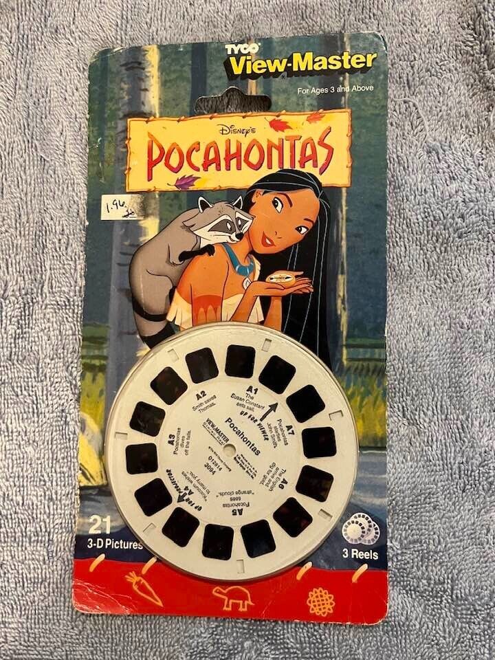 Vintage Disney's Pocahontas Cartoon Movie View-master 3 Reels