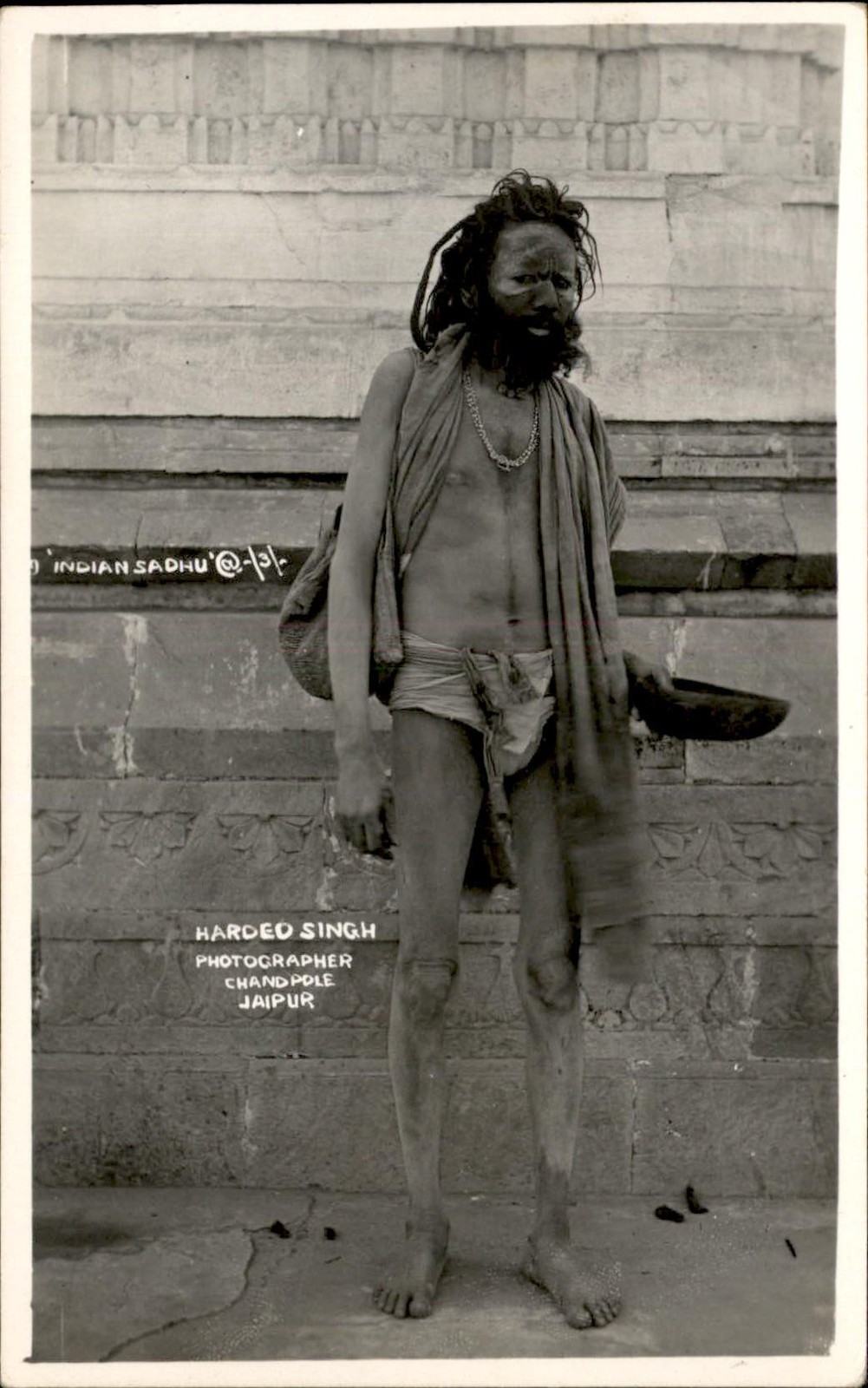 Jaipur India Indian sadhu Harded Singh Ethnography c1910 Real Photo Postcard bhn