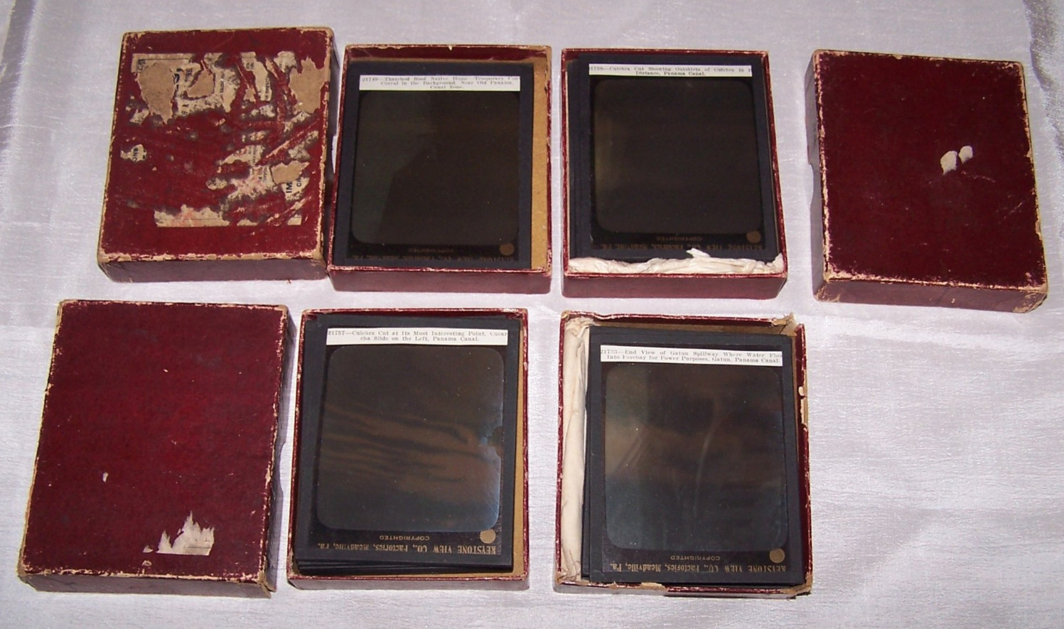24 Antique Magic Lantern Glass Slides Building the Panama Canal/B&W Zone Photos