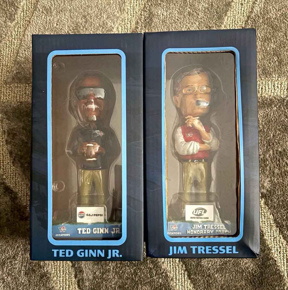 Upper Deck AFL Aviators Football Bobbleheads Ted Ginn Jr & Jim Tressel