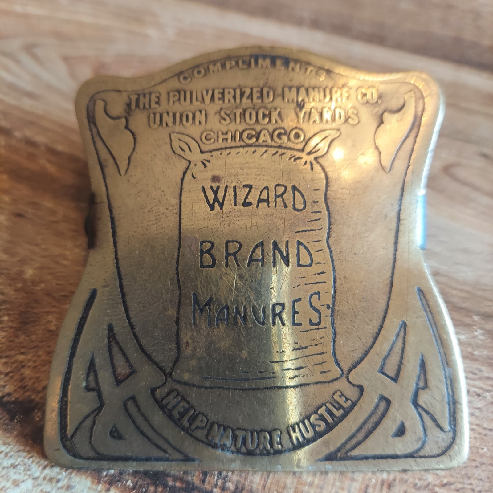 Antique Brass Desk Clip Wizard Brand Manure Green Duck Co Chicago