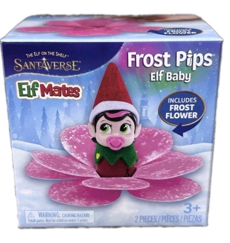 Elf Mates Frost Pips Girl with Pink Flower From Elf on the Shelf SantaVerse. New