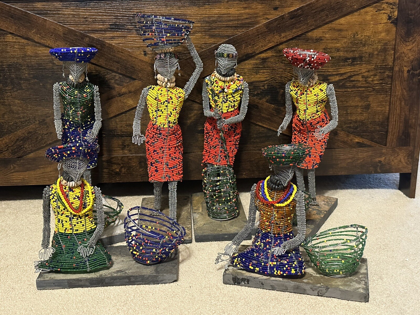 Beautiful & Unique Handcrafted Beaded Wire Man/Woman Sculptures~ 12-14”