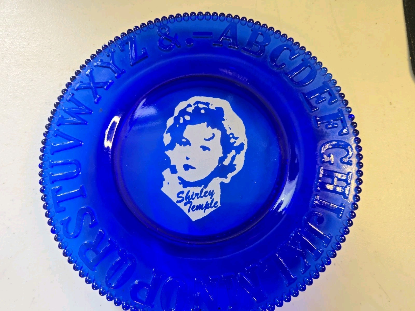 Shirley Temple ABC Plate Colbolt blue glass