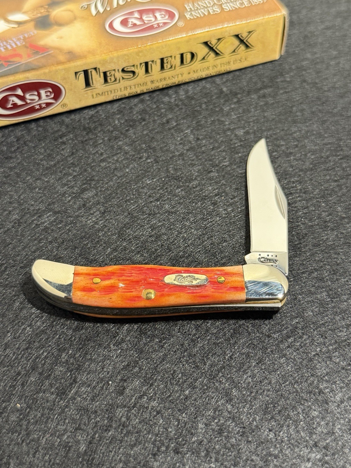 Case XX Small Pocket Hunter Knife W/ Box Very Rich Color Mint Rare Orange Blaze
