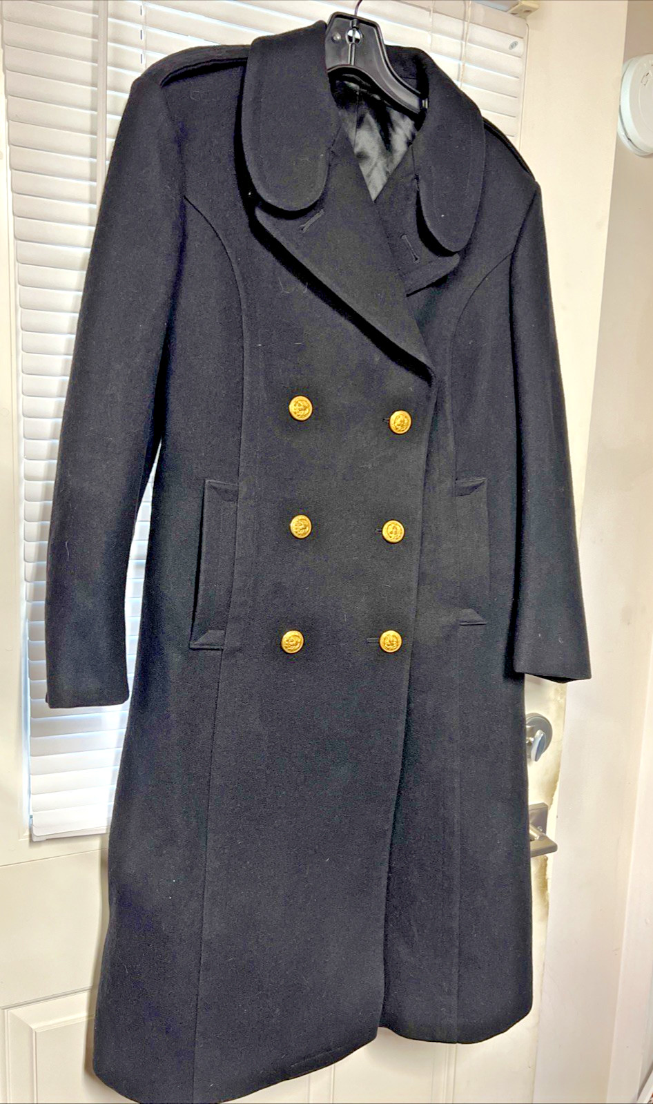 Vtg 50s US Navy Officer's Bridge Coat Dbl Breastd 100% Wool S Gld Eagle Buttons Vtg 50s US Navy Officer's Bridge Coat Dbl Breastd 100% Wool S Gld Eagle Buttons