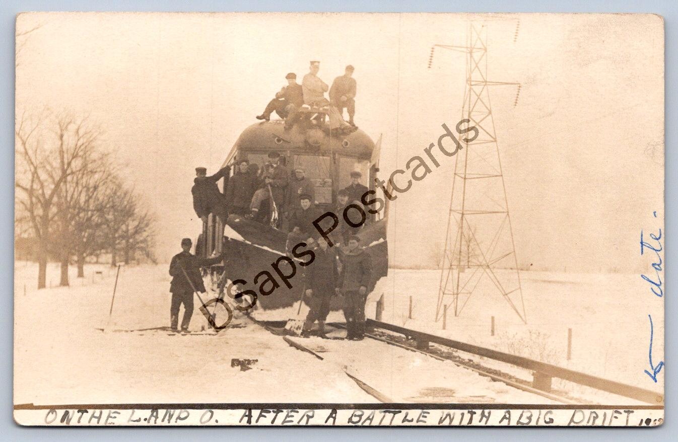 K69/ L&O Railway Trolley Kentucky RPPC Postcard c10 Winter Railroad Crew 416