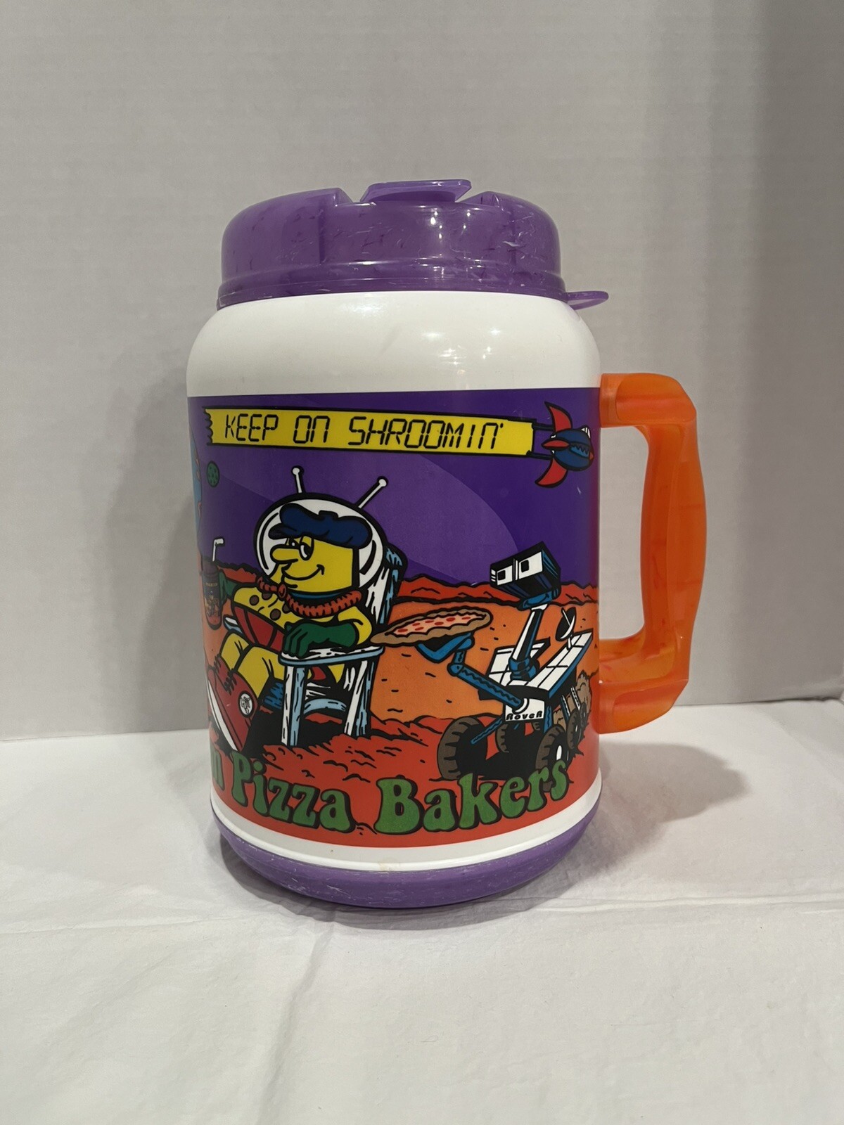 Mellow Mushroom Pizza Road Tripper Space 2004 Thermal 64 oz Travel Mug W/ Lid