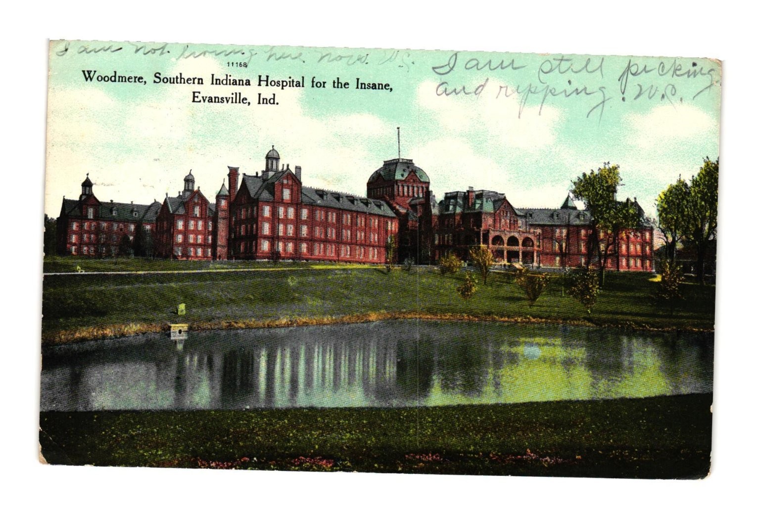 Vintage Woodmere Southern Indiana Hospital Postcard Evansville 1909