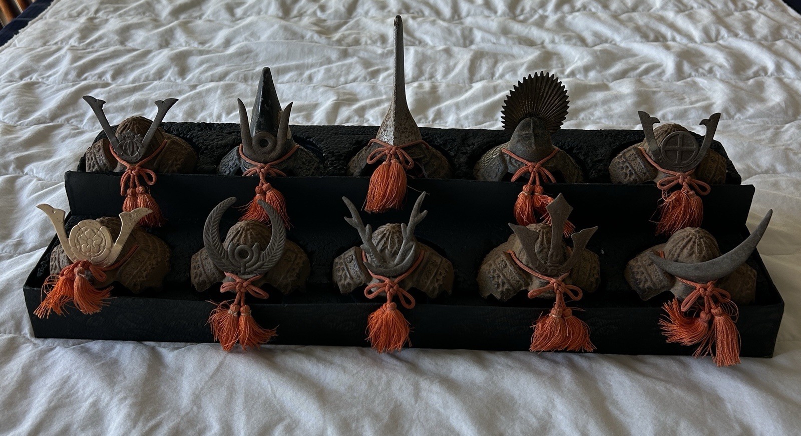 Samurai Miniature Helmet Vintage Cast Iron, Kabuto Style