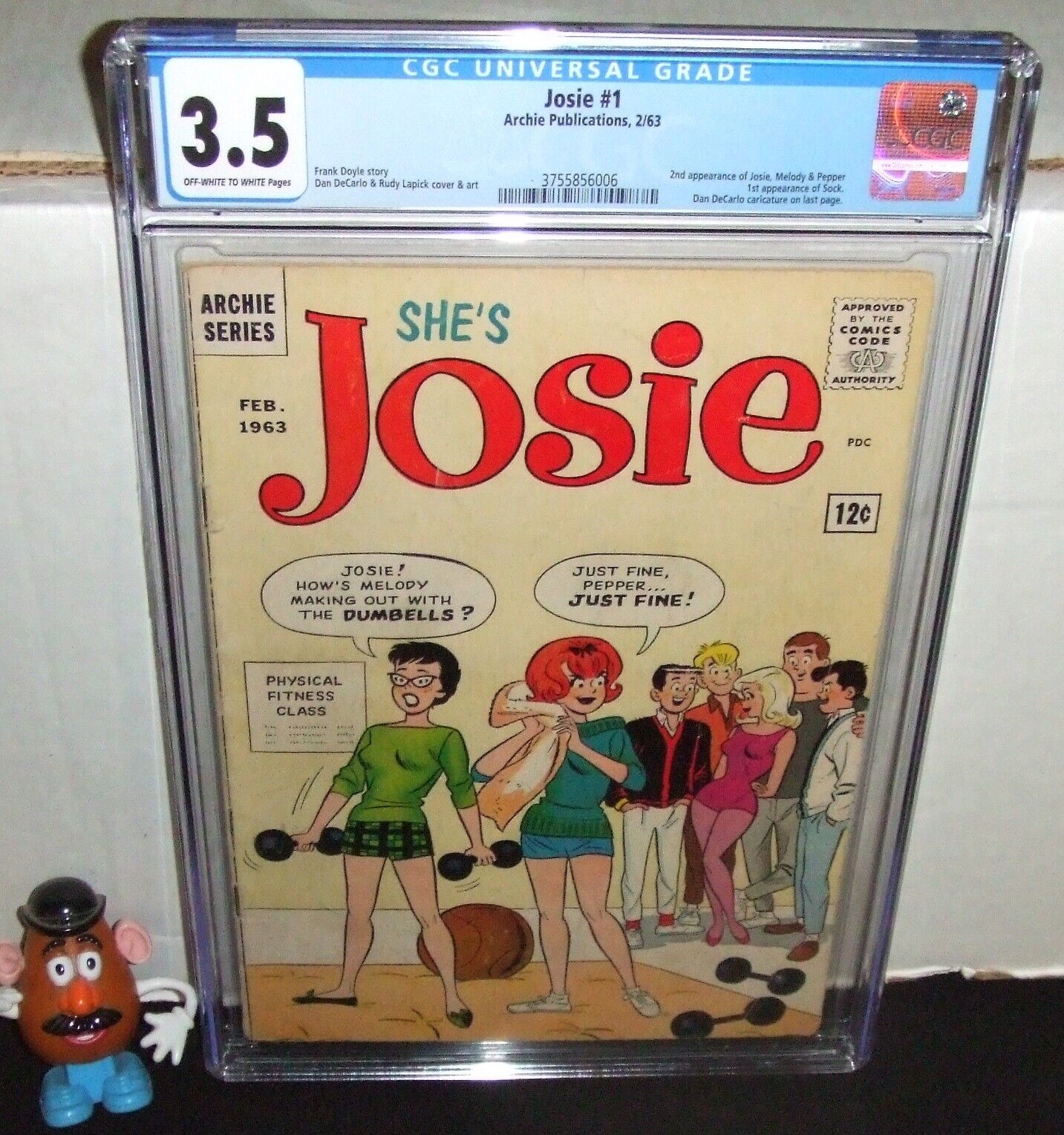 JOSIE She\'s #1 ARCHIE 1963 2ND APPEARANCE JOSIE MELODY PEPPER 1ST SOCK CGC 3.5 