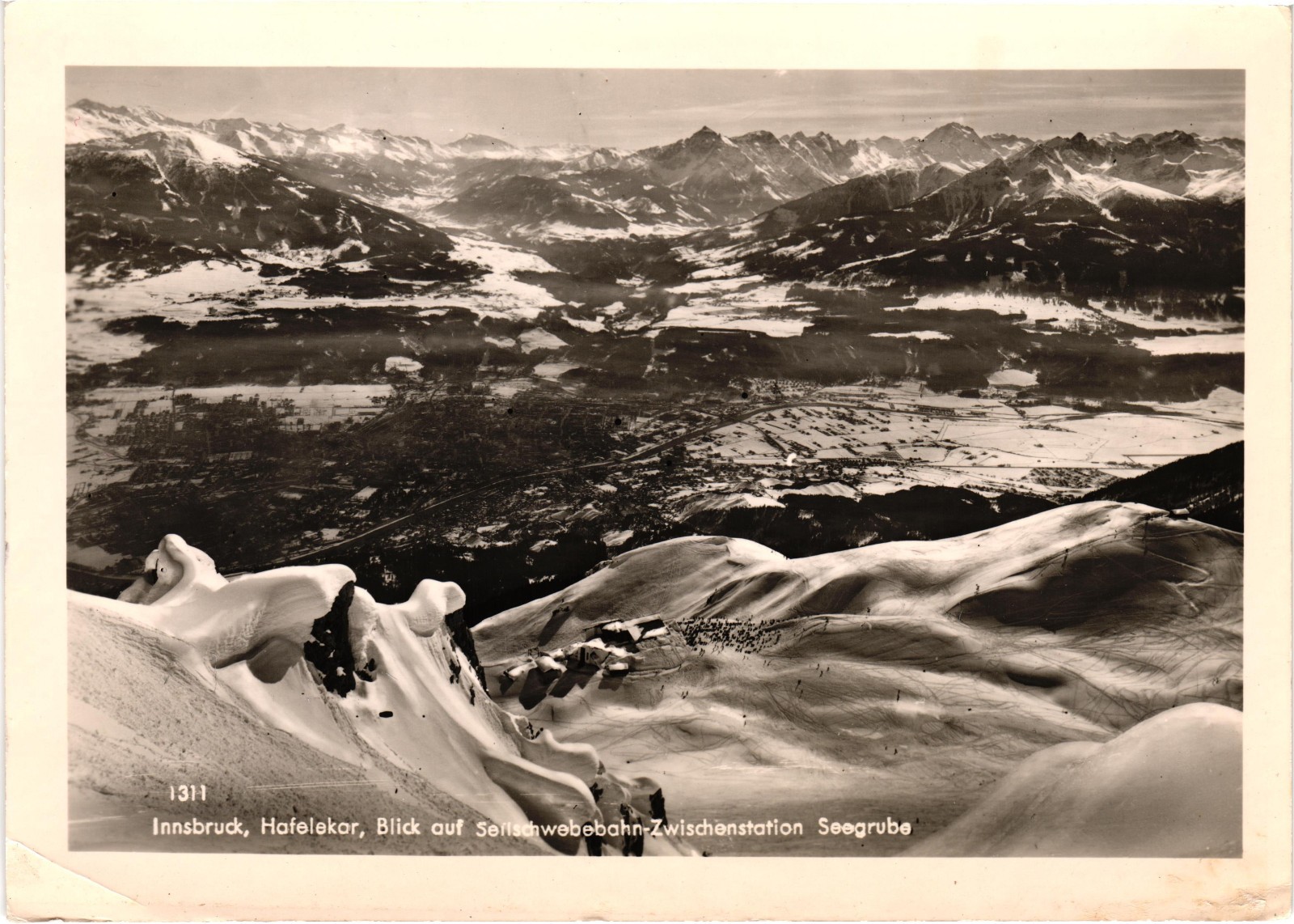 Vintage Innsbruck Austria Hafelekar Seegrube Snow Alps RPPC Postcard Unused