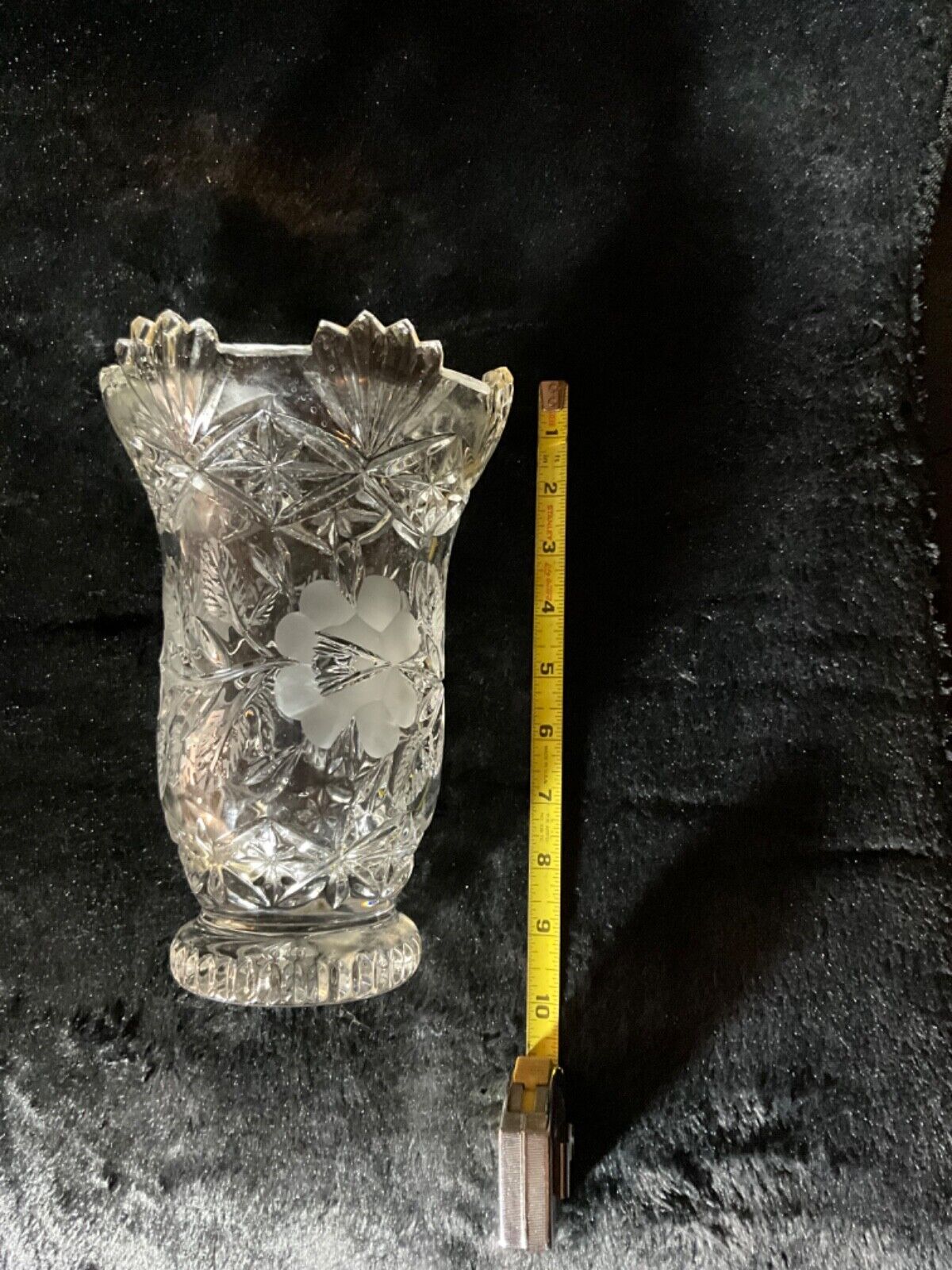 Vintage Cut Crystal Scalloped Top Vase