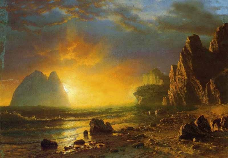 Handpainted Oil painting beautiful landscape Sunset on the Coast on canvas 36\
