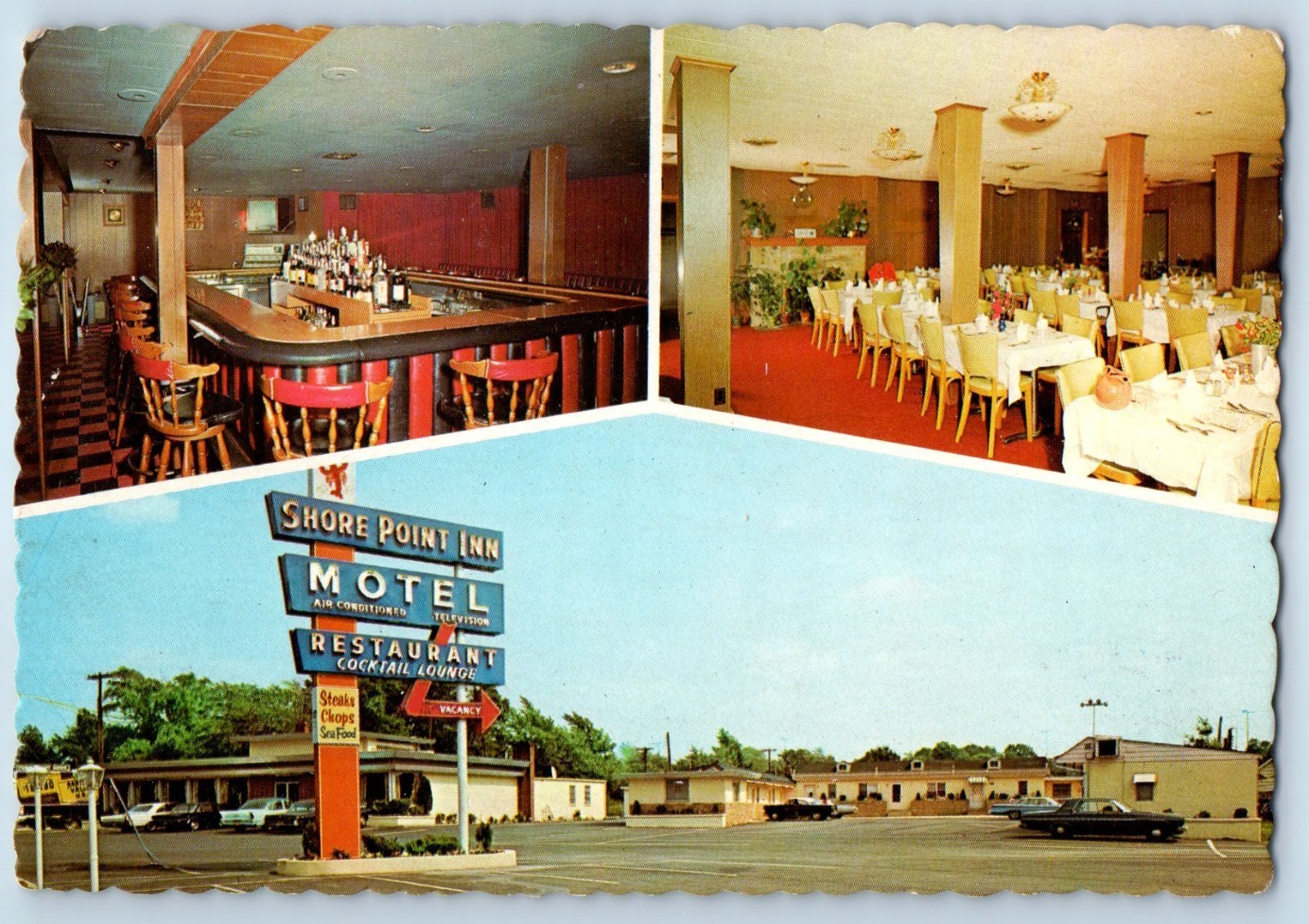 1960 Hazlet New Jersey NJ Postcard Shore Point Inn Motel Restaurant Multiview