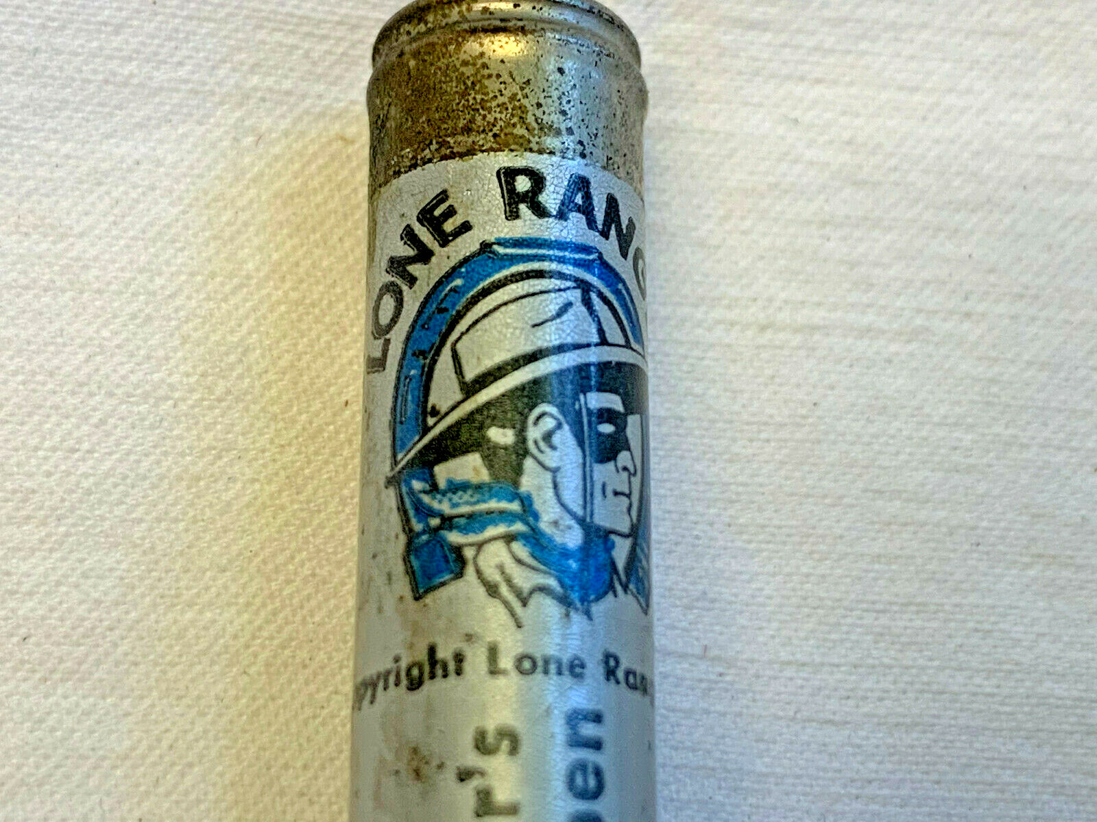 Vtg Lone Ranger\'s Secret Code Pen Blue Everlast Pen Corp Bullet Style