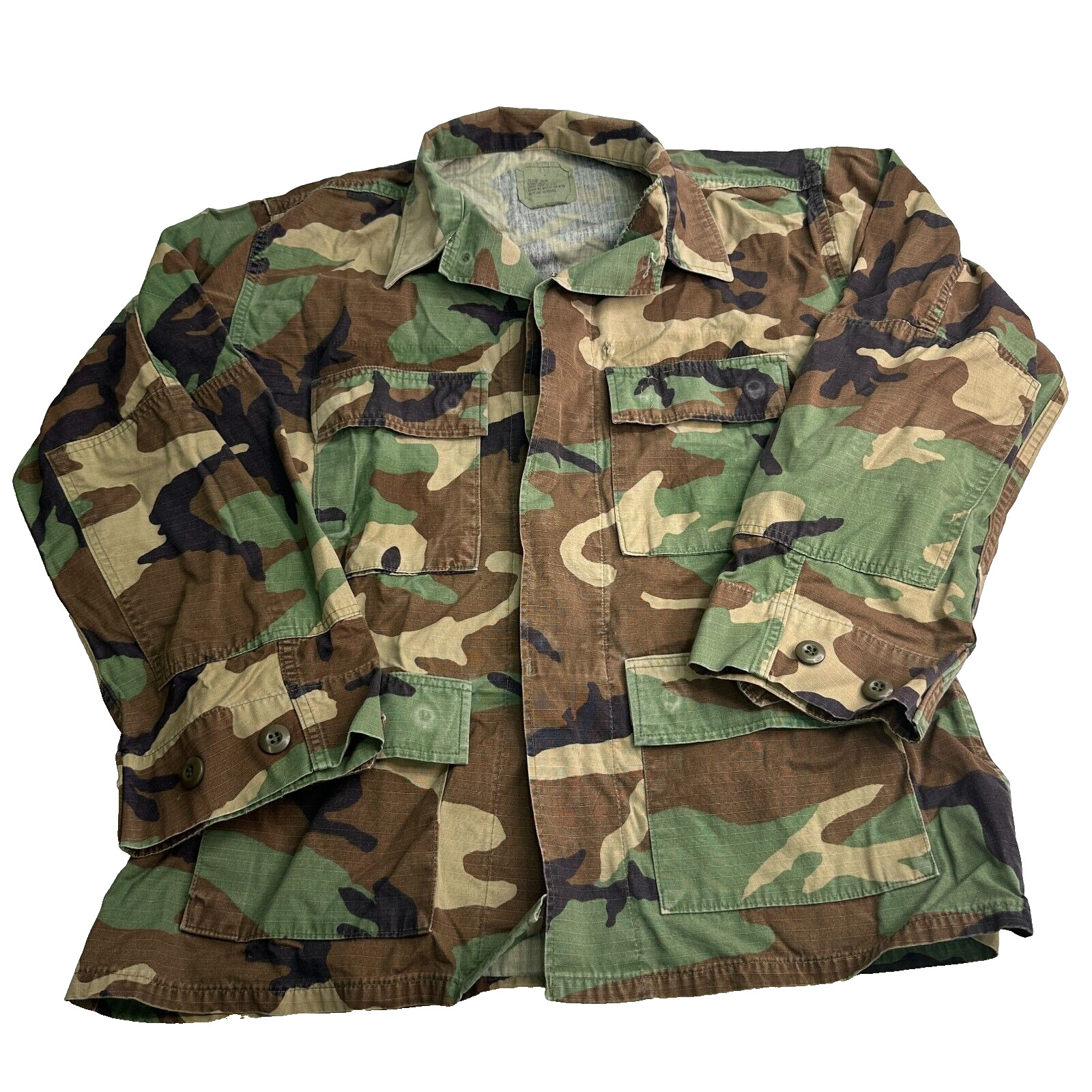 US Army Woodland Camo BDU Hot Weather Coat Jacket 8415-01-390-8548 Medium Short