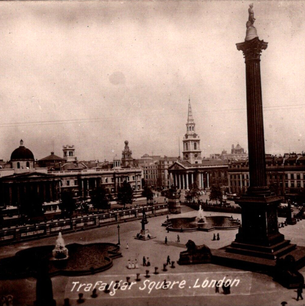 Trafalgar Square London England 1910s RPPC Postcard Valentine's XL Series