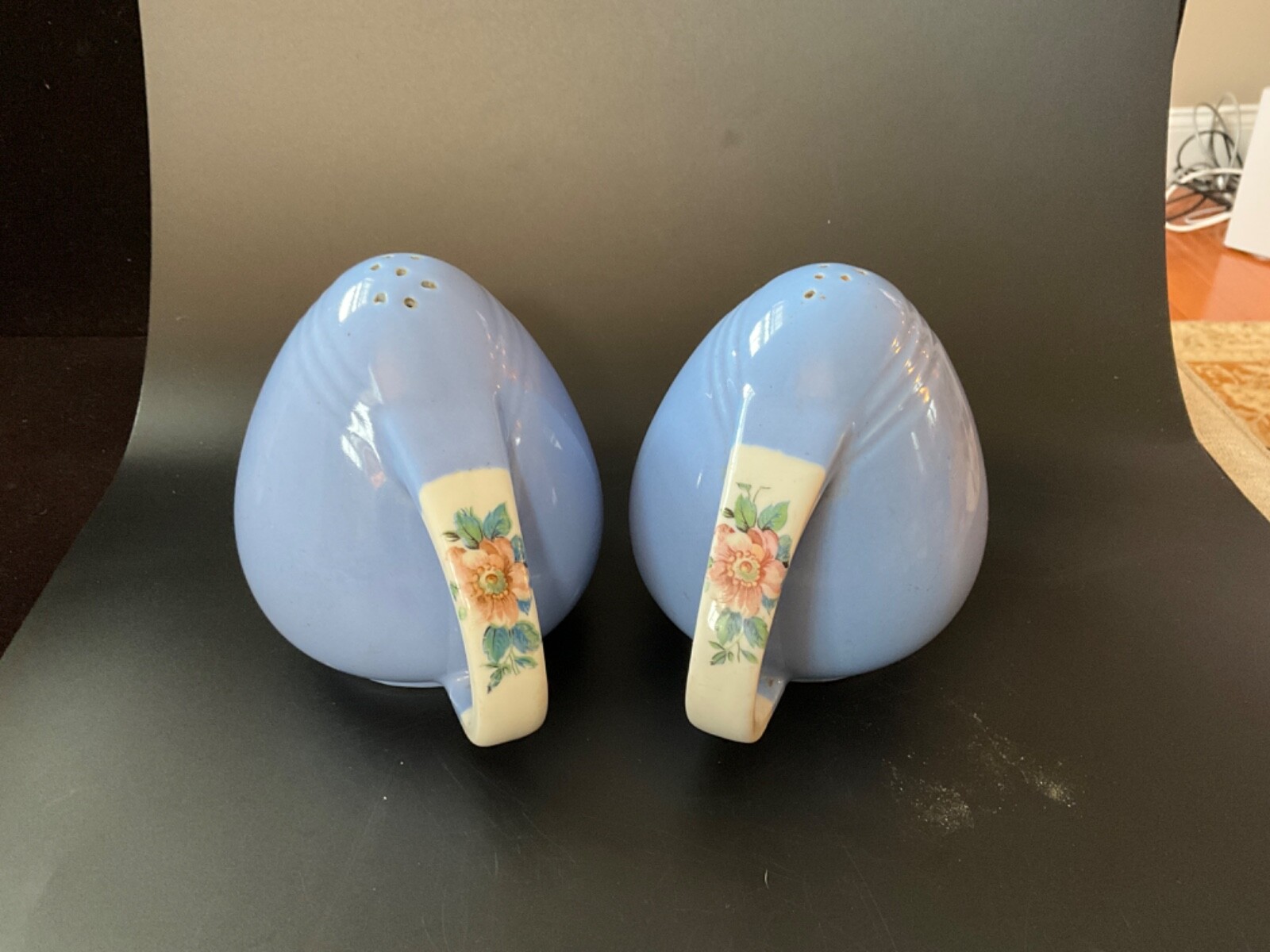 Hall\'s Rose Parade Salt Pepper Shakers Vintage Blue Floral