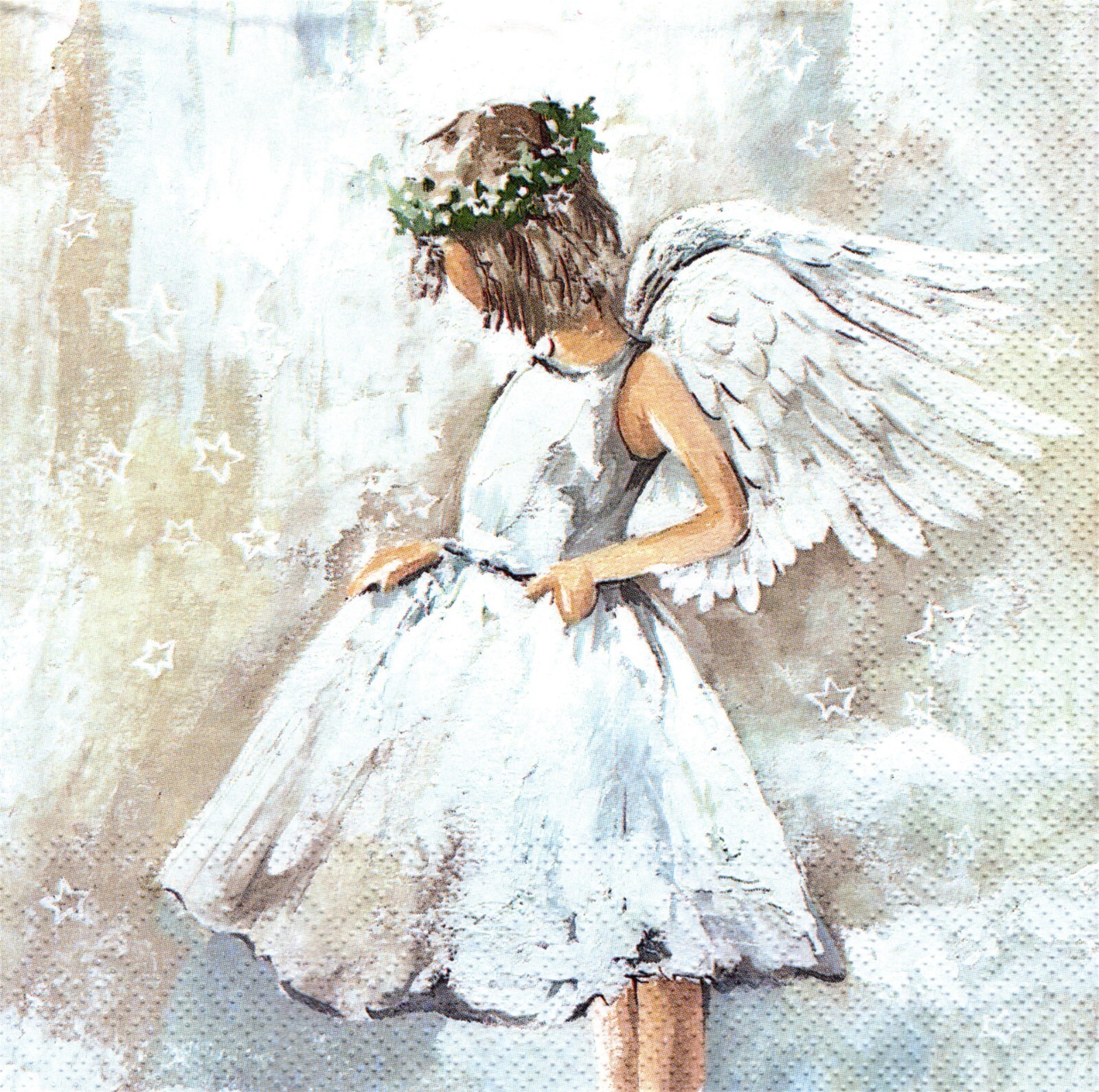 (2) Two Paper Lunch Napkins for Decoupage/Mixed Media - My Angel girl with wings
