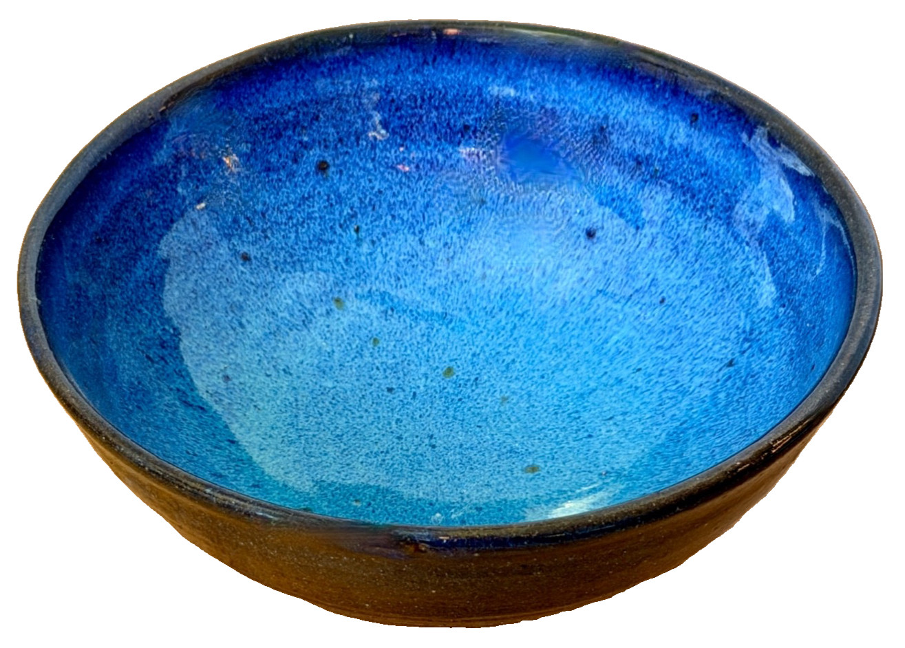 Harding Black Blue Texas Signed Studio Art Pottery Vessel Bowl Vase Vtg Mcm Rare