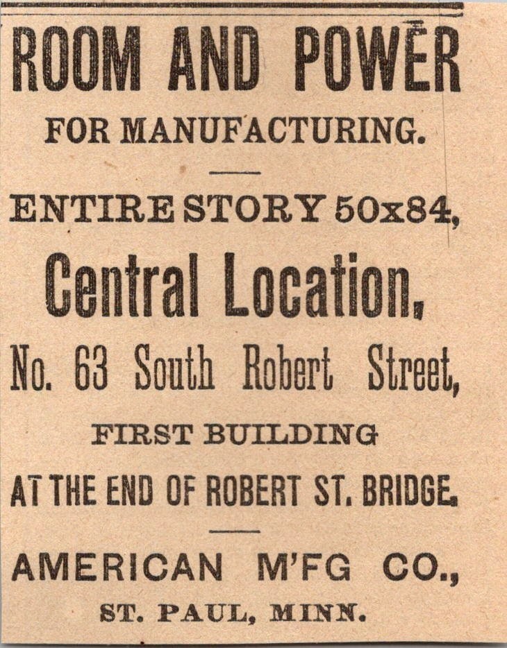 American M\'fg Co 63 South Robert Street St Paul MN 1888 MN Clipping 5AK9-M13