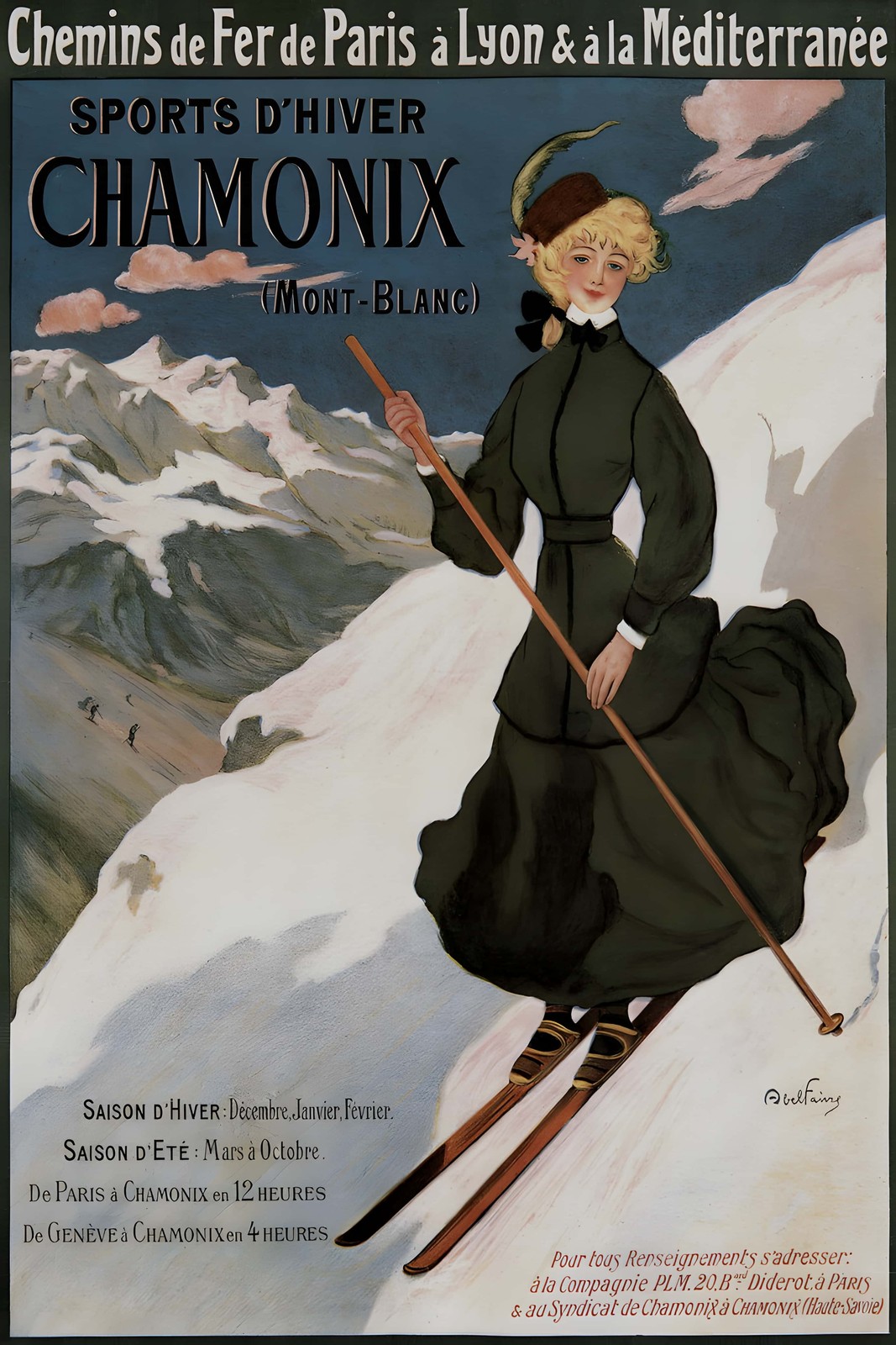 Chamonix Sports d\'Hiver Poster (1910s) 🎿🗻 - 24x36” Hi-Res💎 Print - 200 GSM