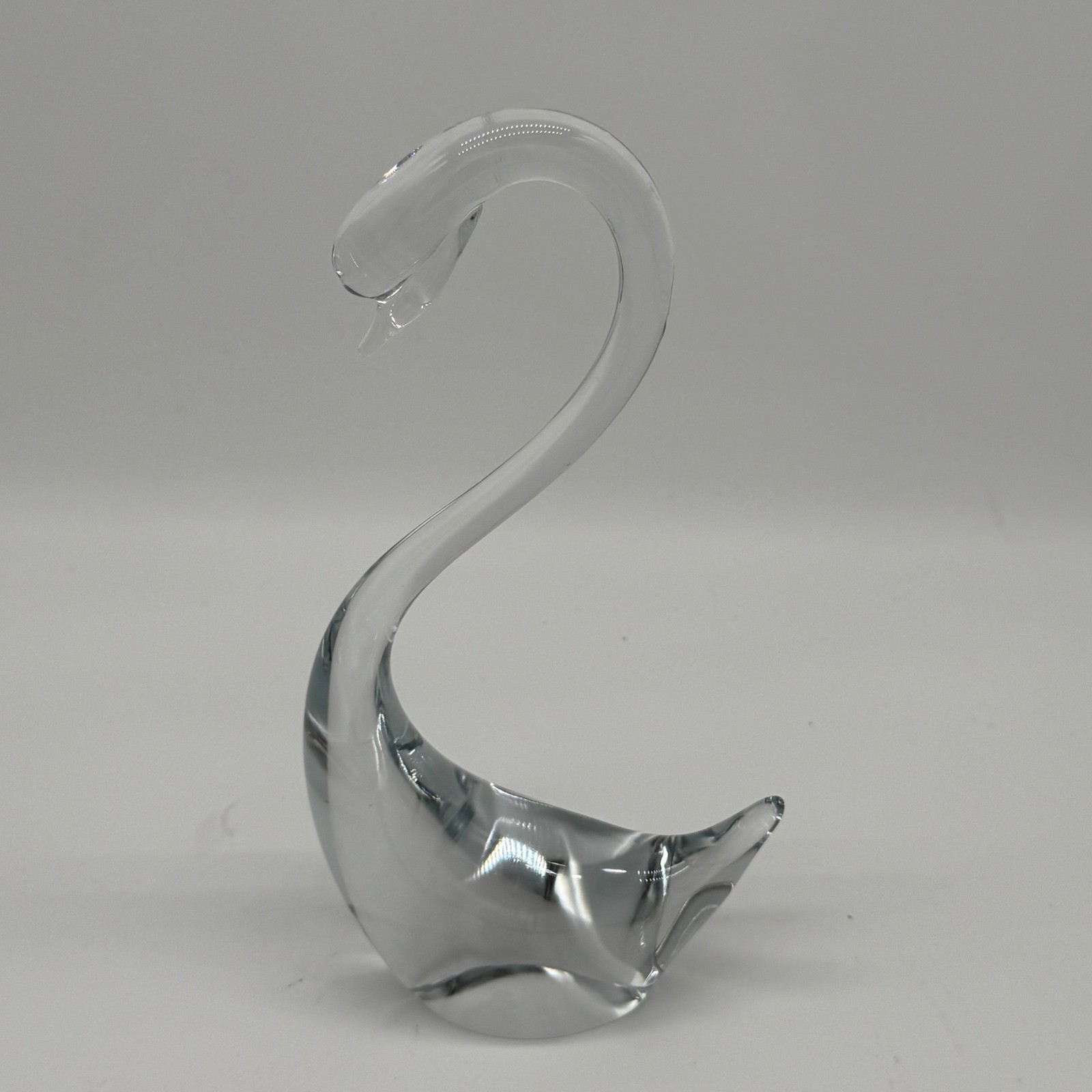 Vintage 1976 Signed Lyn Art Glass Swan Figurine Paperweight Large 8.5\