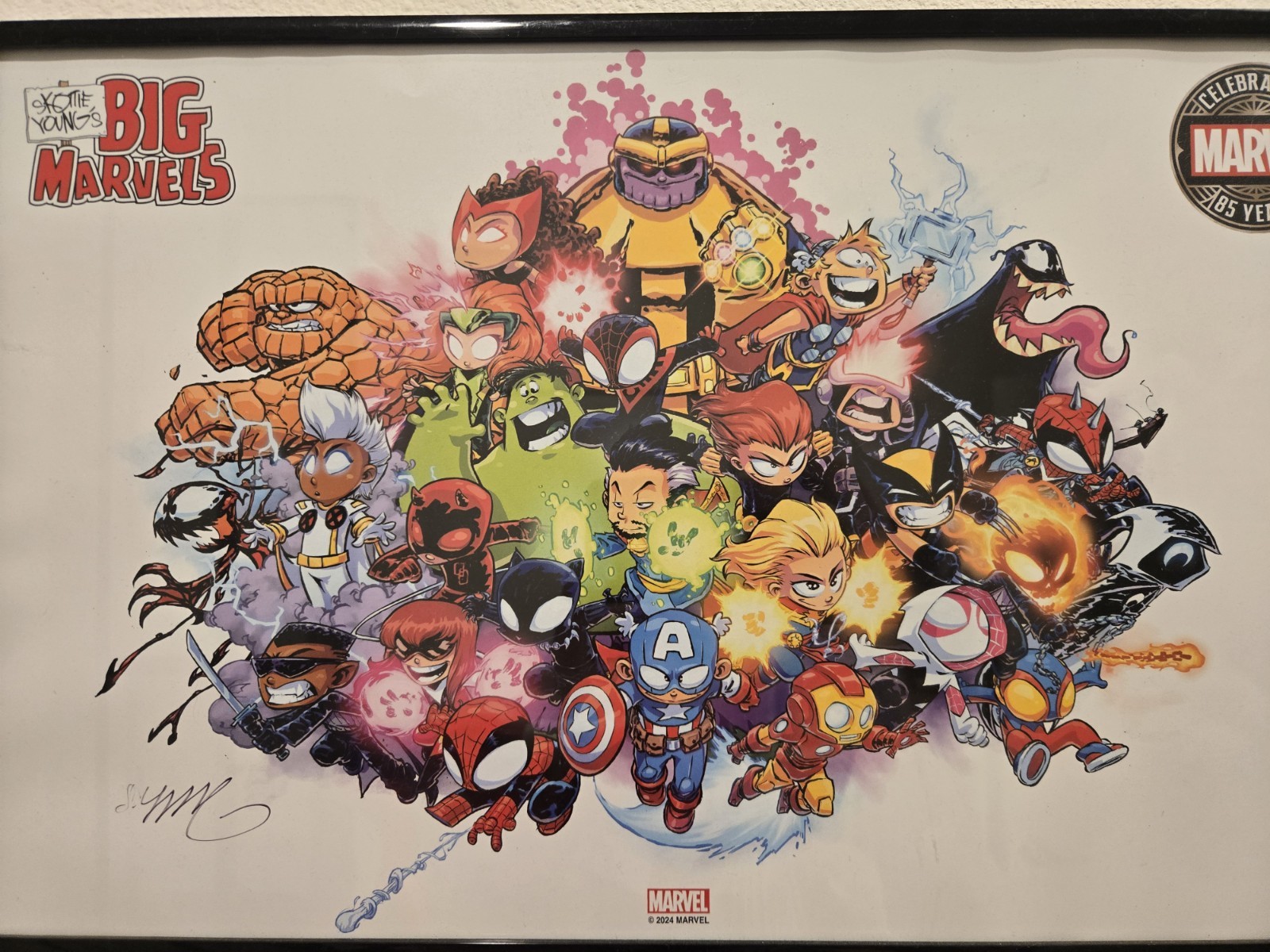 SIGNED Autographed BIG MARVELS POSTER SDCC 2024 by Skottie Young 12\