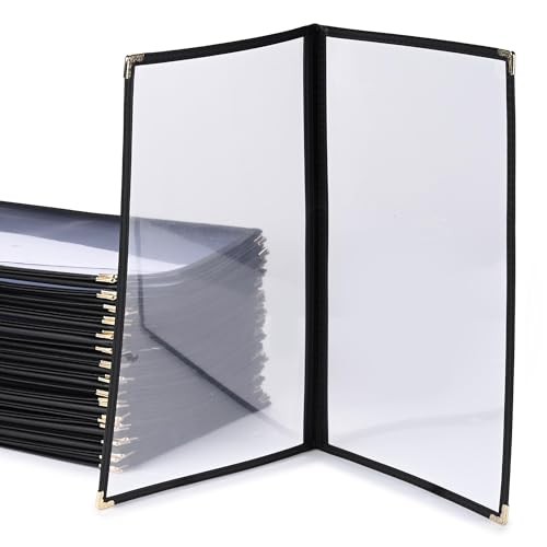 WeChef 30 Pack Restaurant Menu Covers 8.5 x 14 Double Fold 2 Pages 4 Views