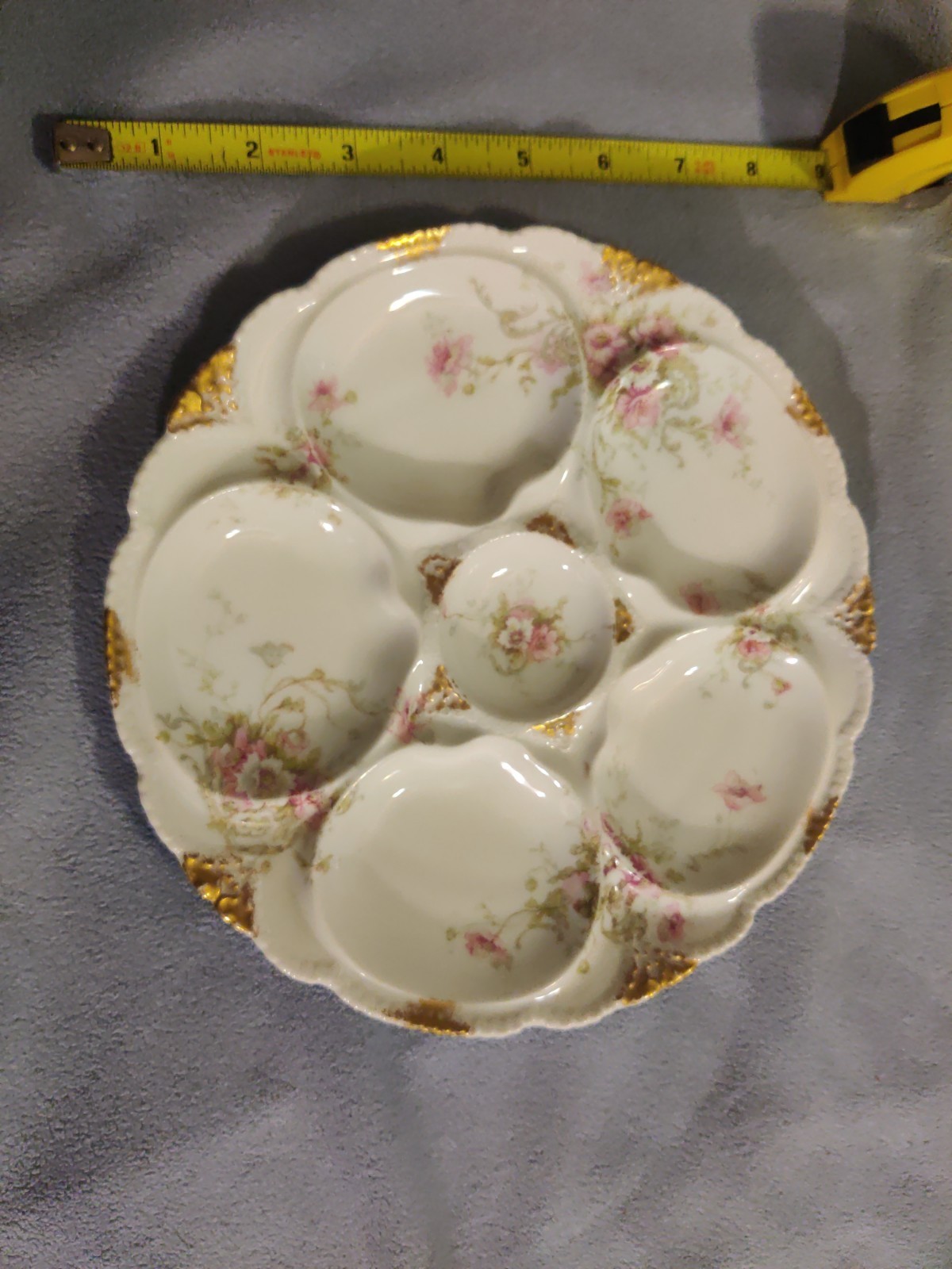 Antique Oyster Plate Theodore Haviland Limoges Porcelain Pink Roses 