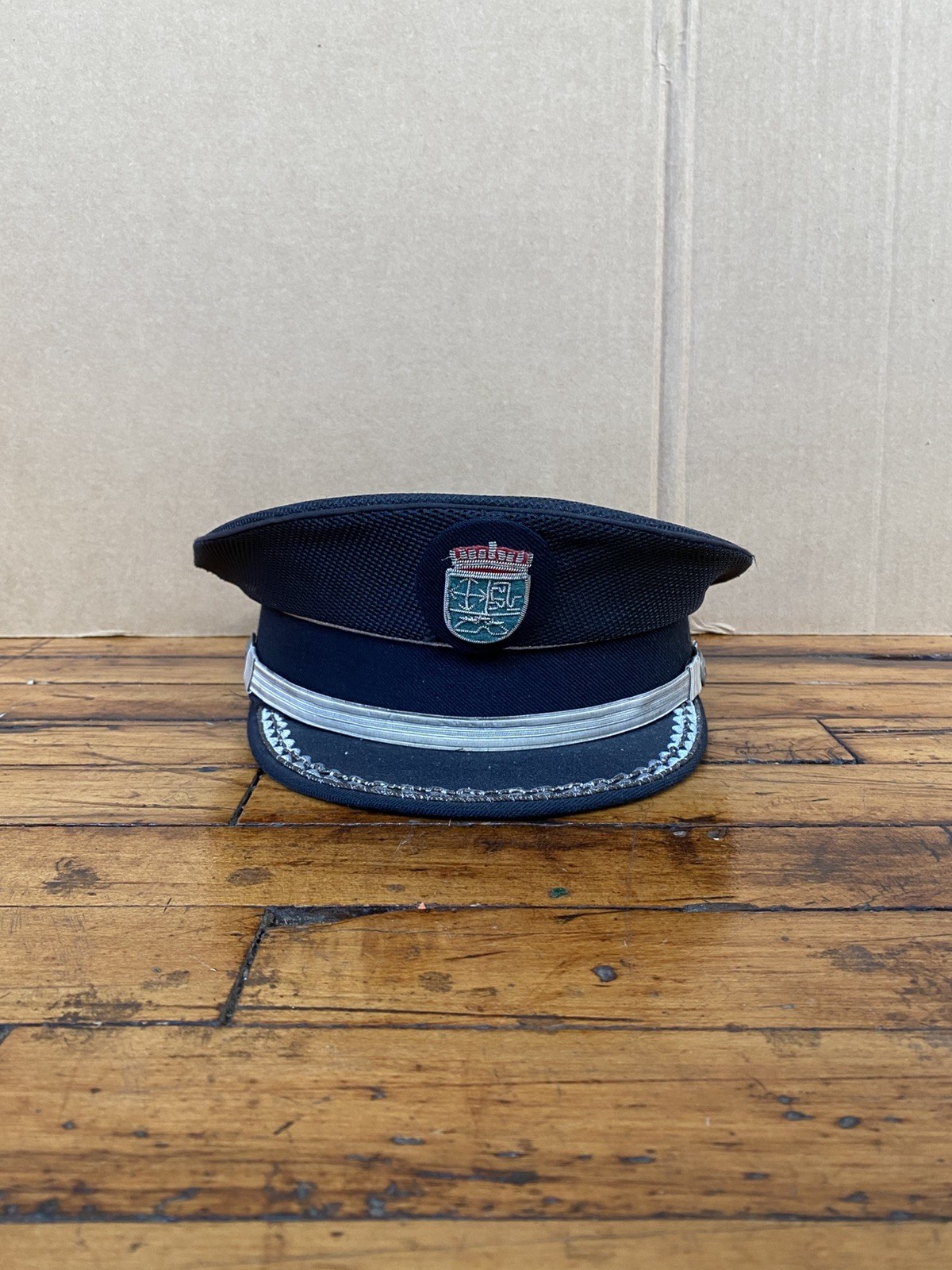 Vintage Barcelona Spain Paco Garcia Police Officer Uniform Hat Cap Navy Blue
