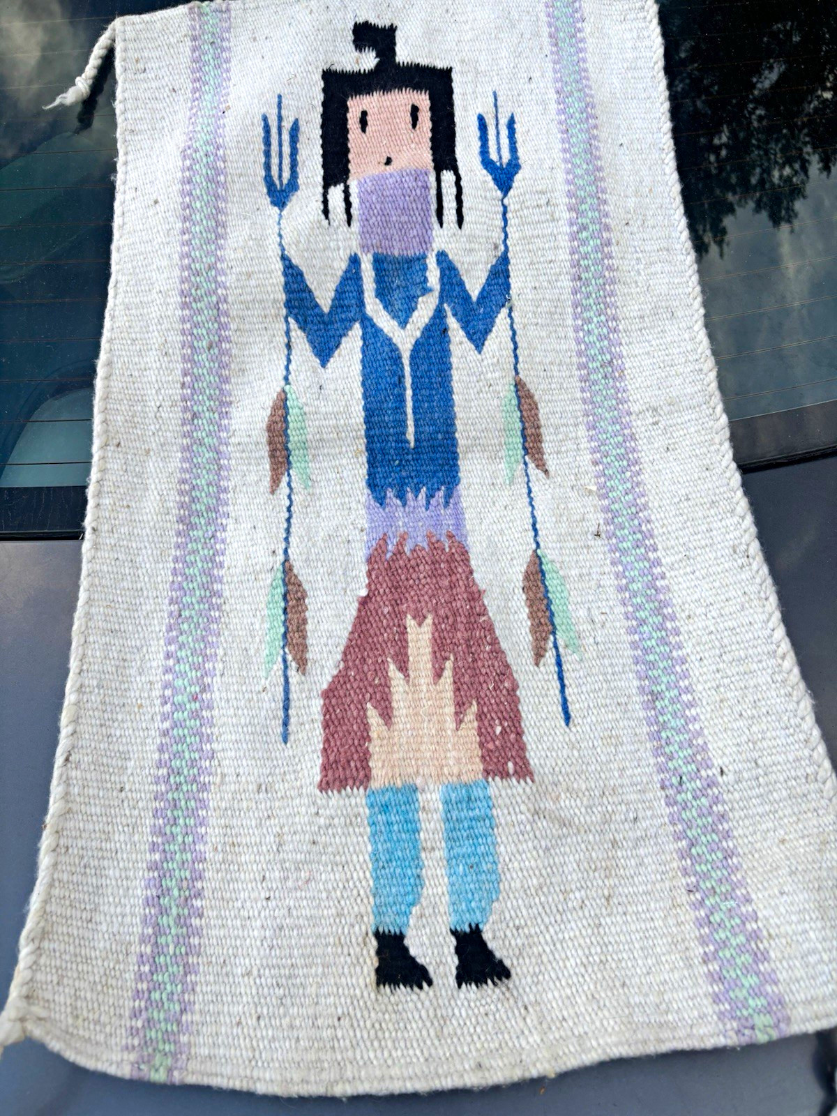 Handwoven Native American Style Rug/Textile Wall Hanging, Yei Figure Design