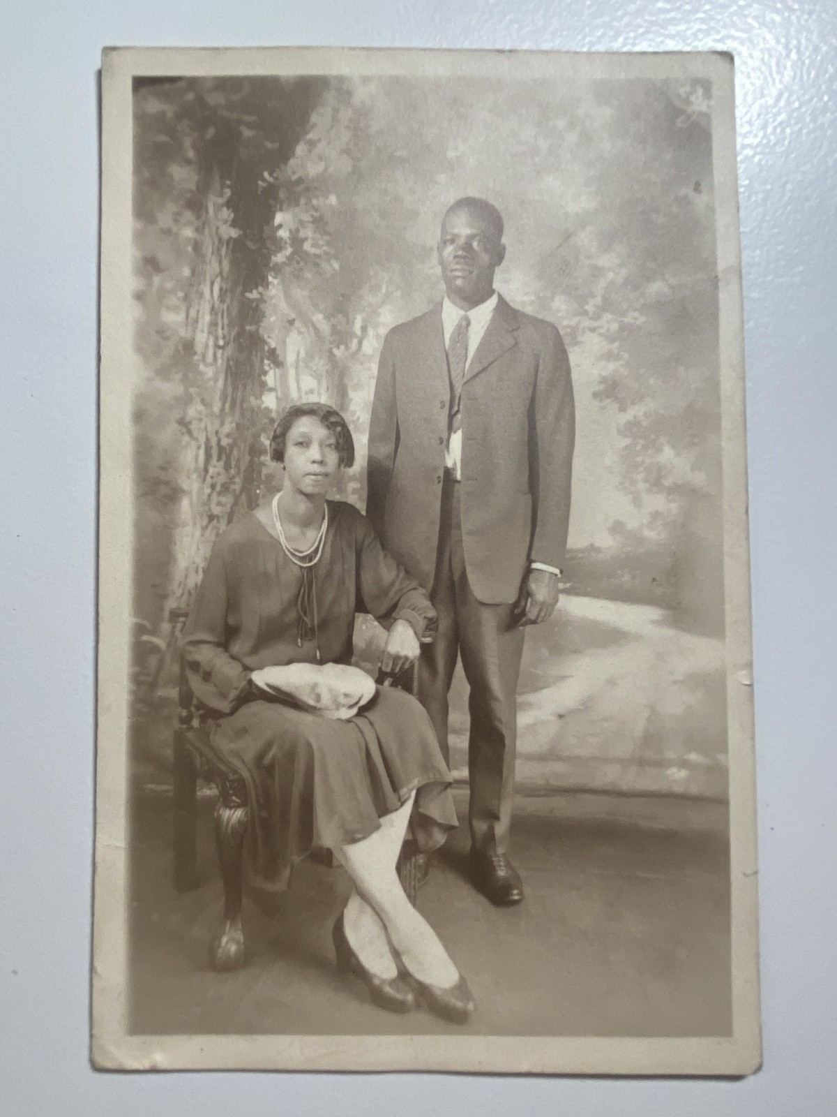 Antique 1920s RPPC Photo Postcard African American Couple Fashion Cincinnati OH