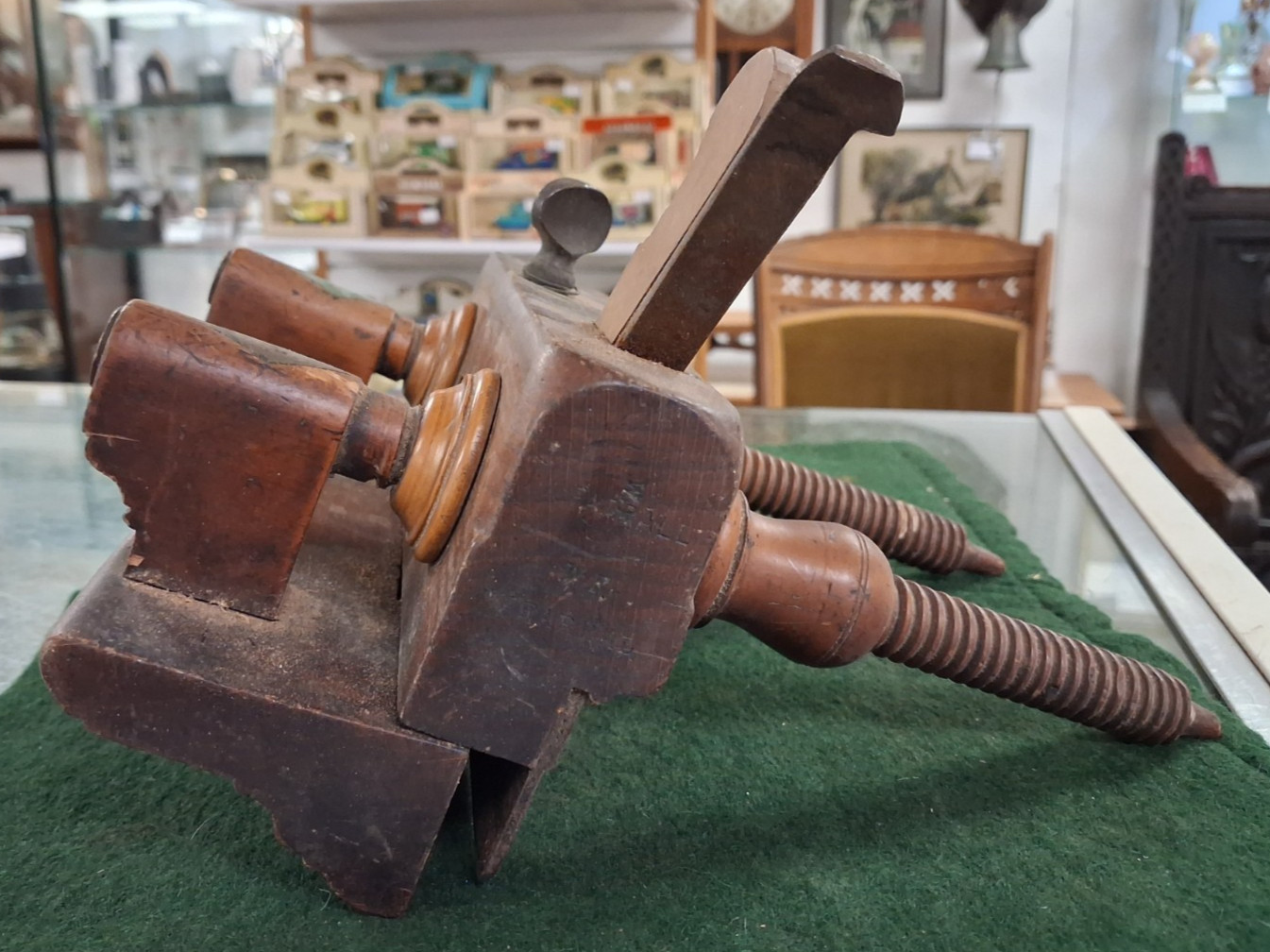 Antique Beechwood Screw -Stem Plough Plane