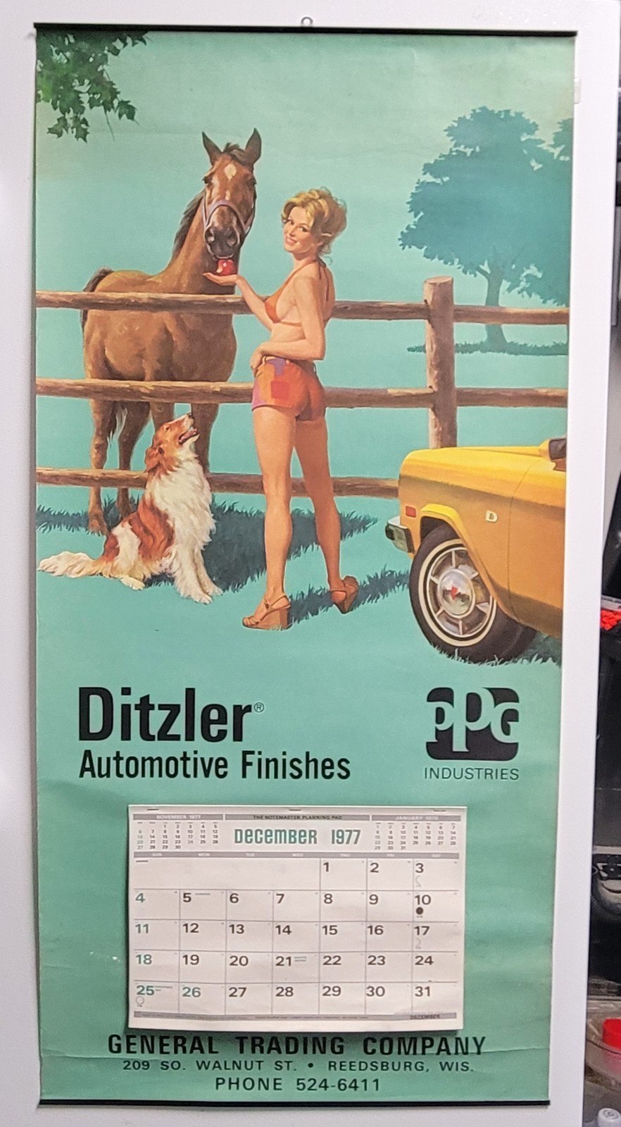 VTG 1977/1978 Pinup Advertising Poster Calendar PPG Ditzler Automotive Finishes