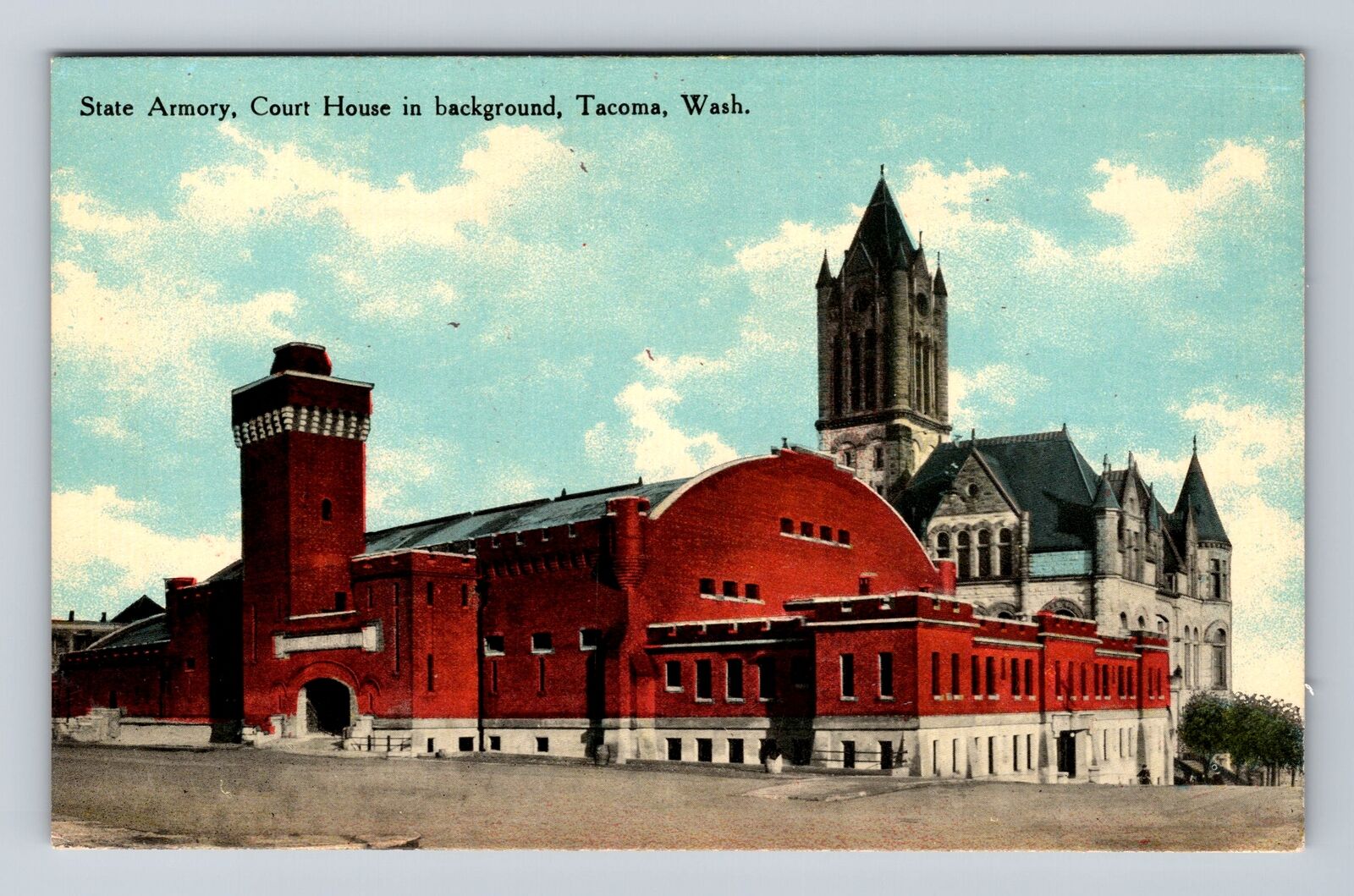 Tacoma WA-Washington, State Armory, Court House, Antique Vintage Postcard