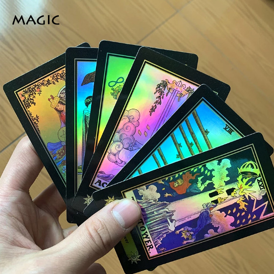 78 PCS English Holographic Tarot Cards Board Game High Quality Limited Edition